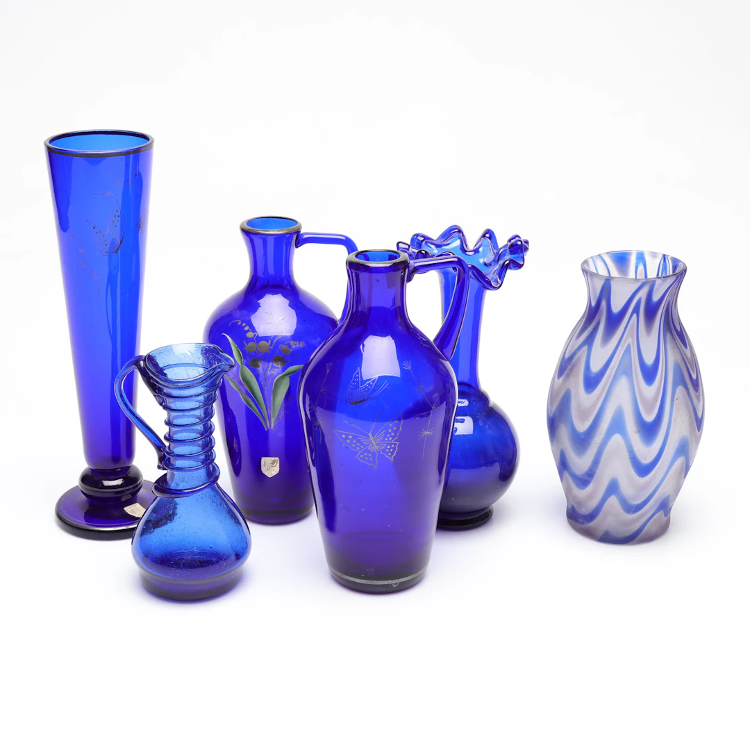 VASER 6 st, glas, bl.a. Eda, 1800/1900 tal.
