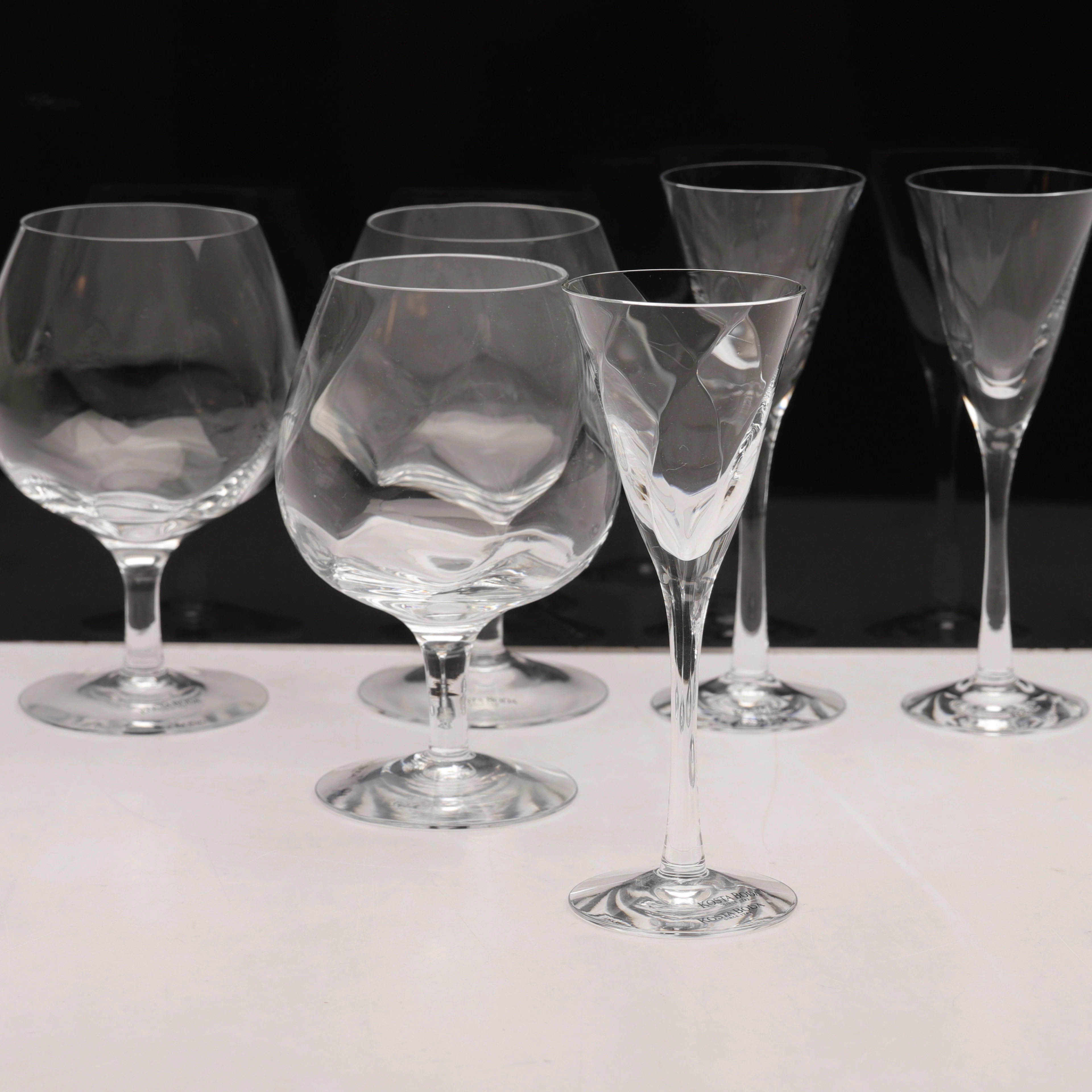 BERTIL VALLIEN. Snapsglas & konjaksglas, 10 delar, "Chateau", Kosta Boda.