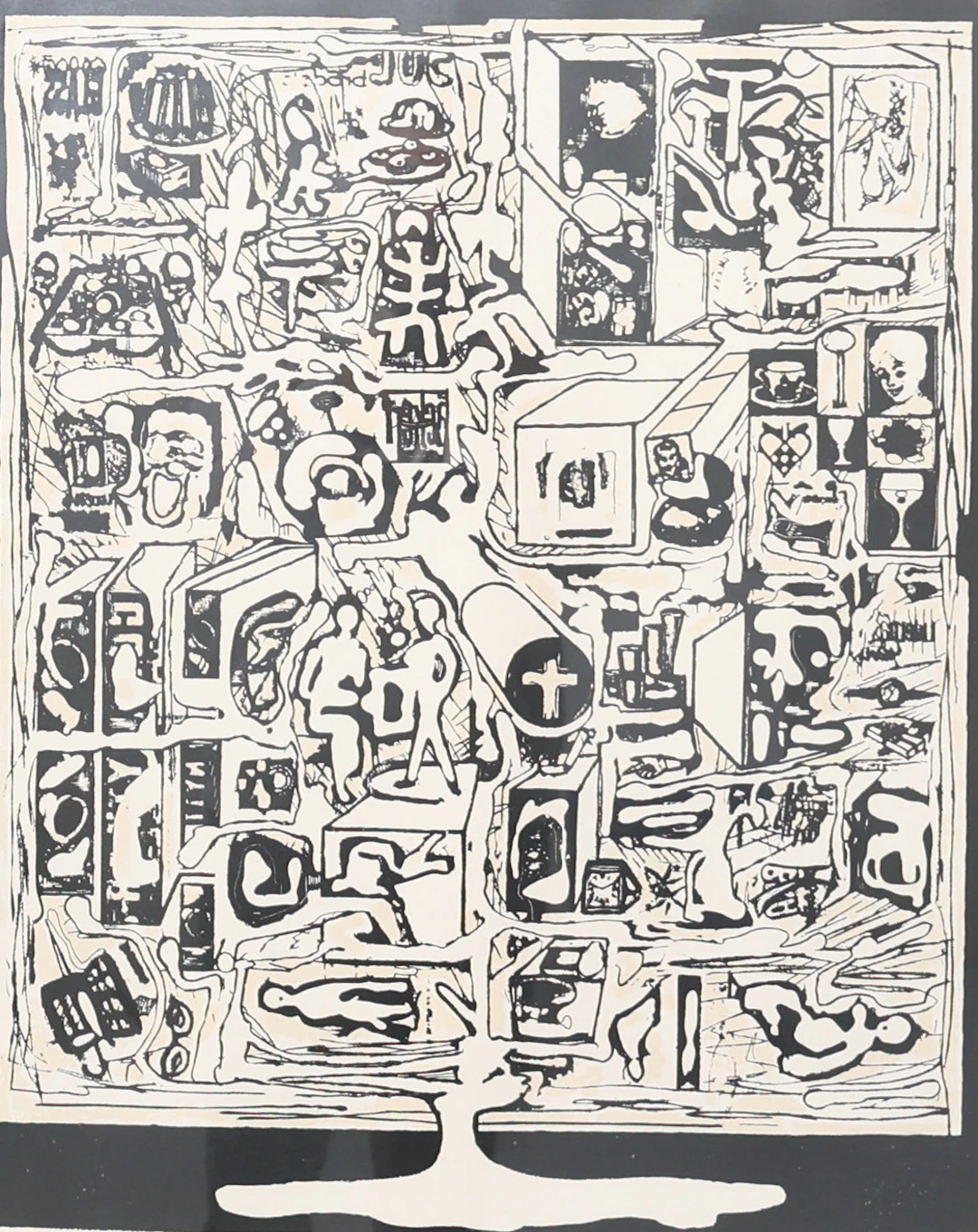 ALBERT JOHANSSON. Komposition med figurer, litografi, signerad, numrerad