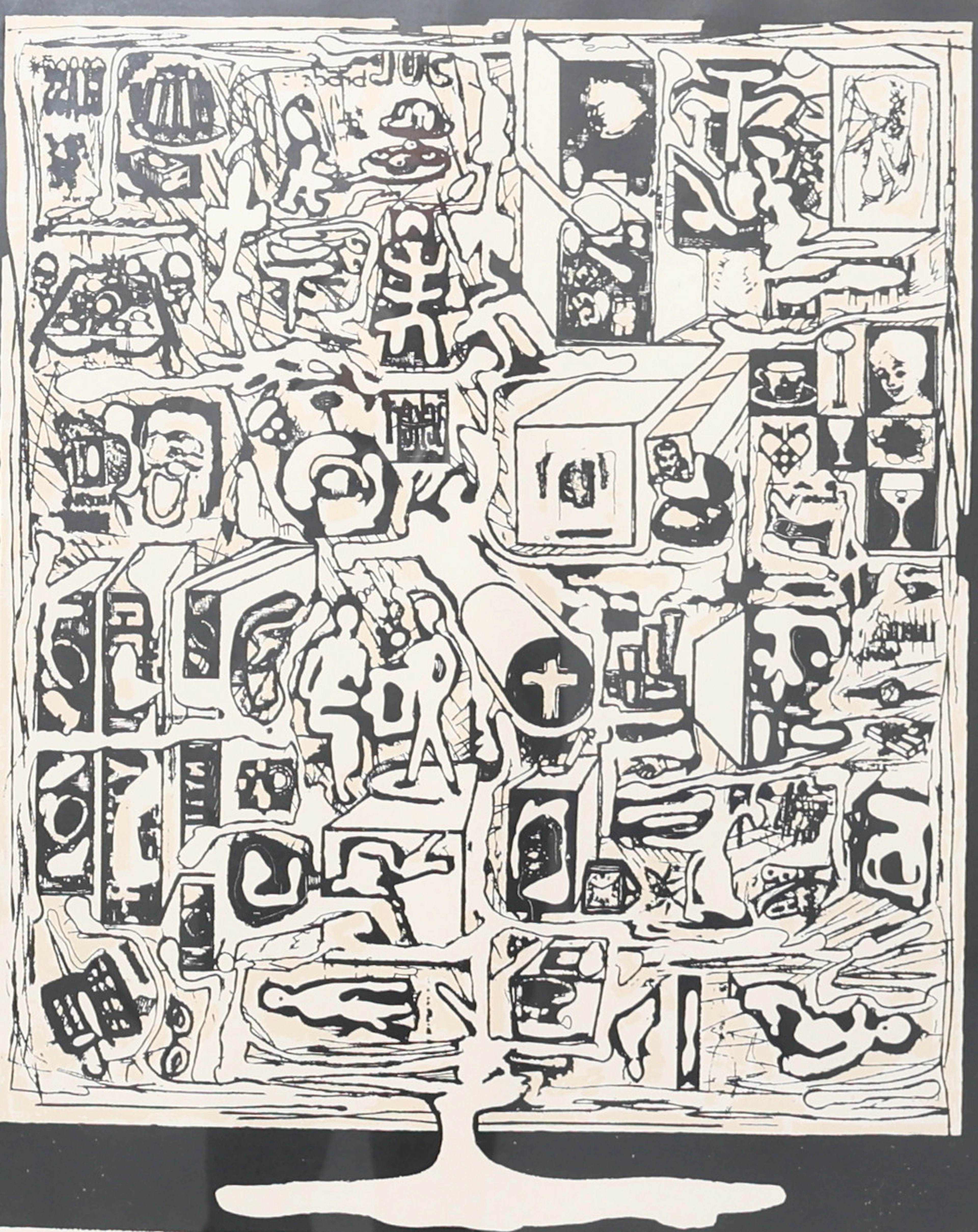 ALBERT JOHANSSON. Komposition med figurer, litografi, signerad, numrerad
