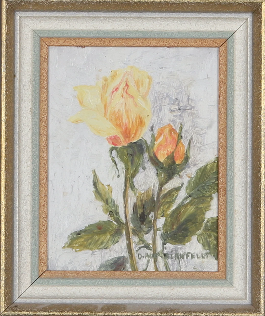 OLGA AUE-BIRKFELDT. olja på pannå, signerad.