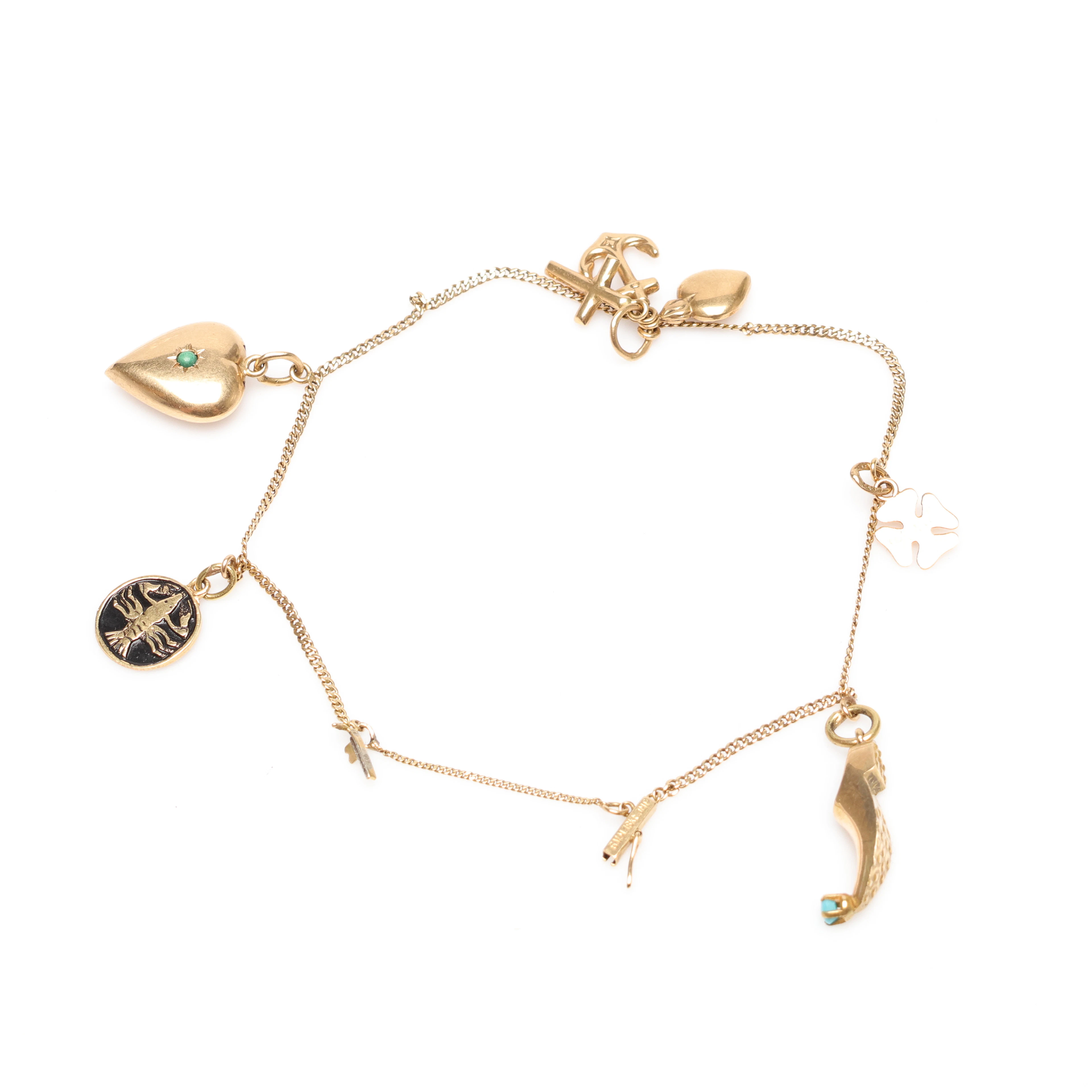 BERLOCKARMBAND, 18K guld, totalvikt ca 6.3gram.