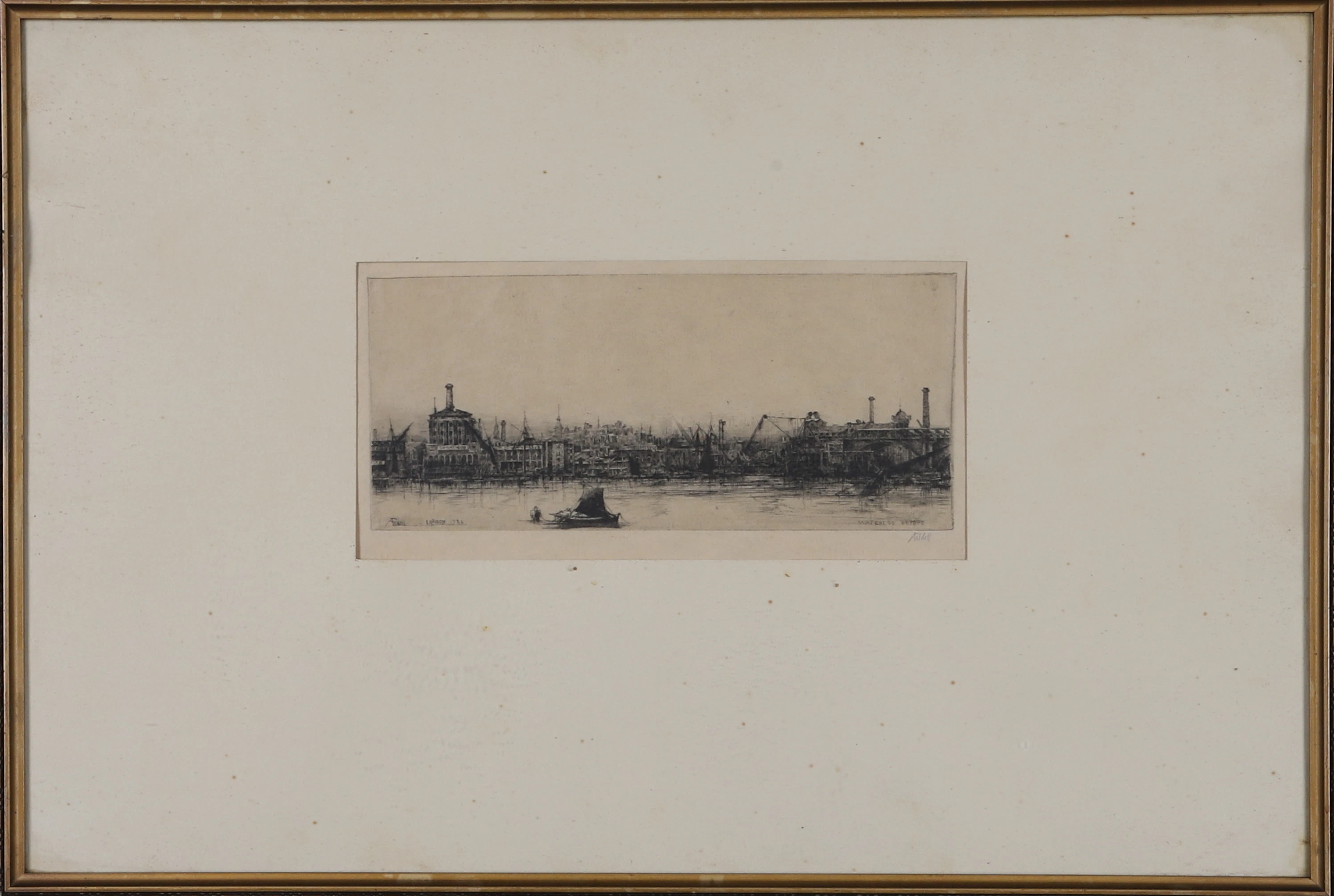 AXEL FRIDELL. "Waterloo Bridge", signerad och daterad 1926.