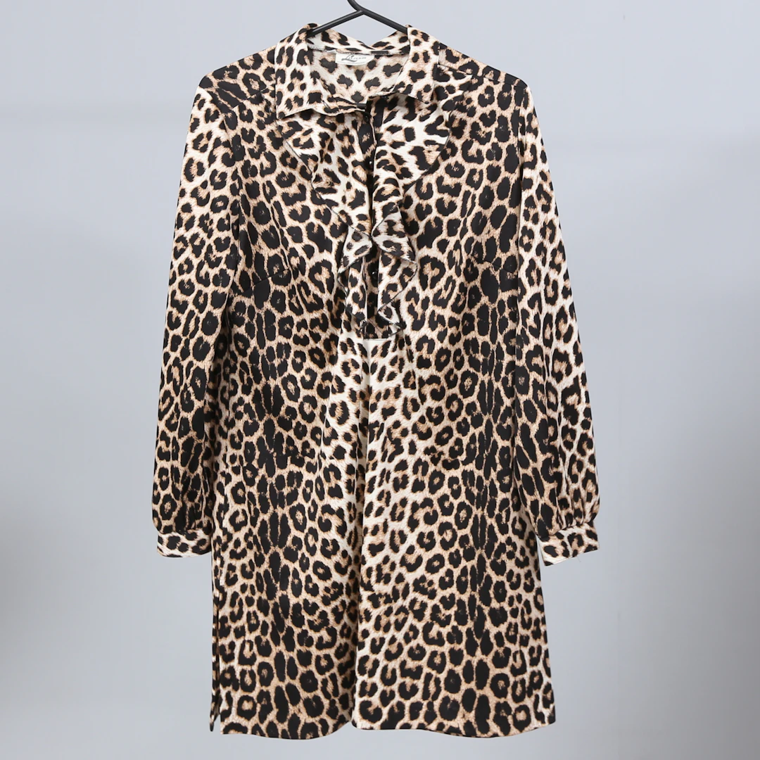 KLÄNNING, leopardmönstrad, syntet, vintage, Liljeros, Sverige.