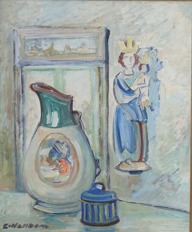 EMIL HELLBOM. Olja på pannå, stilleben, signerad.
