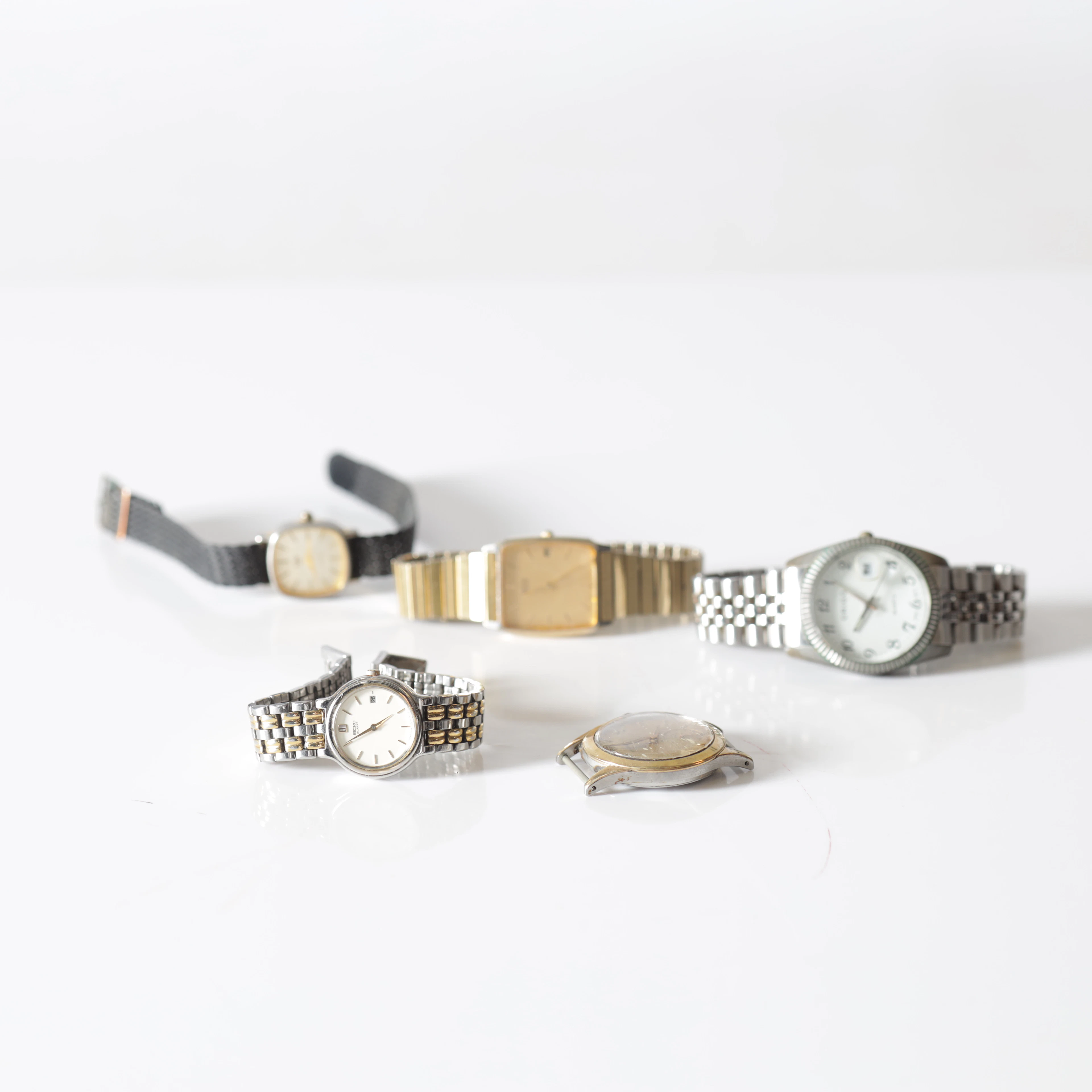 ARMBANDSUR, 5 st, bl.a. Seiko & Eterna, manuell/quartz, 1900-tal.