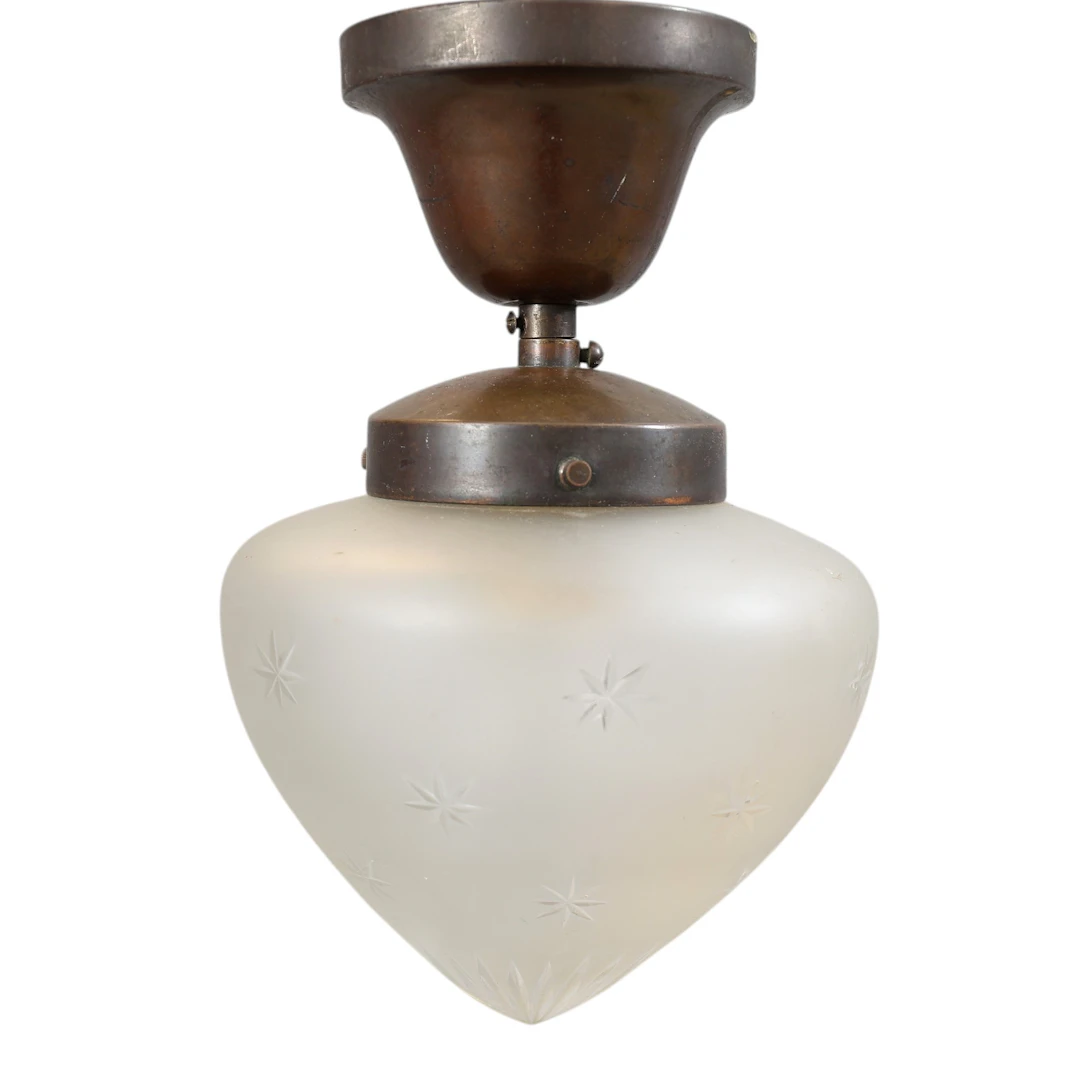 TAKLAMPA, koppar & glas, 1900-talets första hälft.