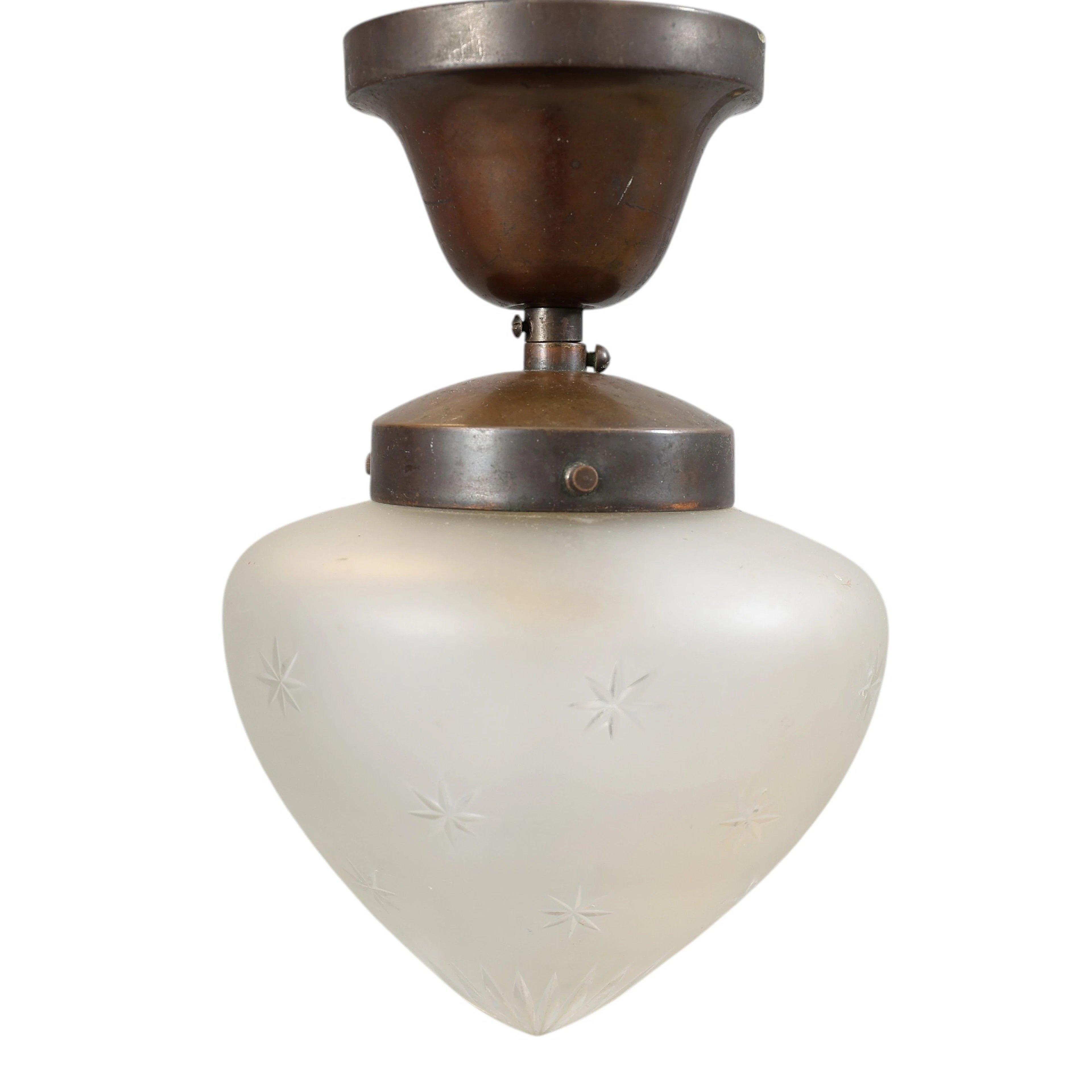 TAKLAMPA, koppar & glas, 1900-talets första hälft.