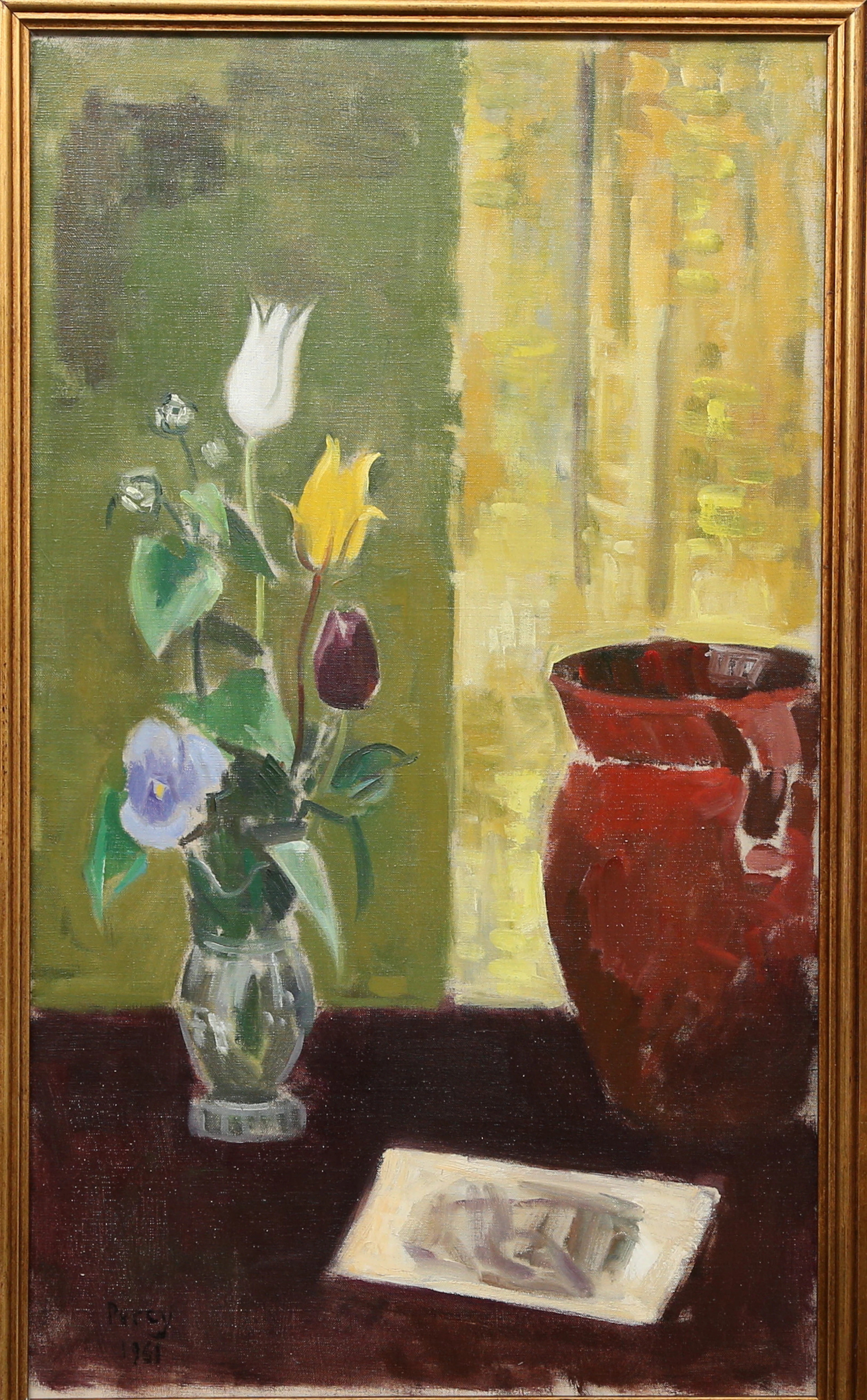 ARTHUR PERCY. Blommor och lerkruka. Olja på duk, signerad Percy och