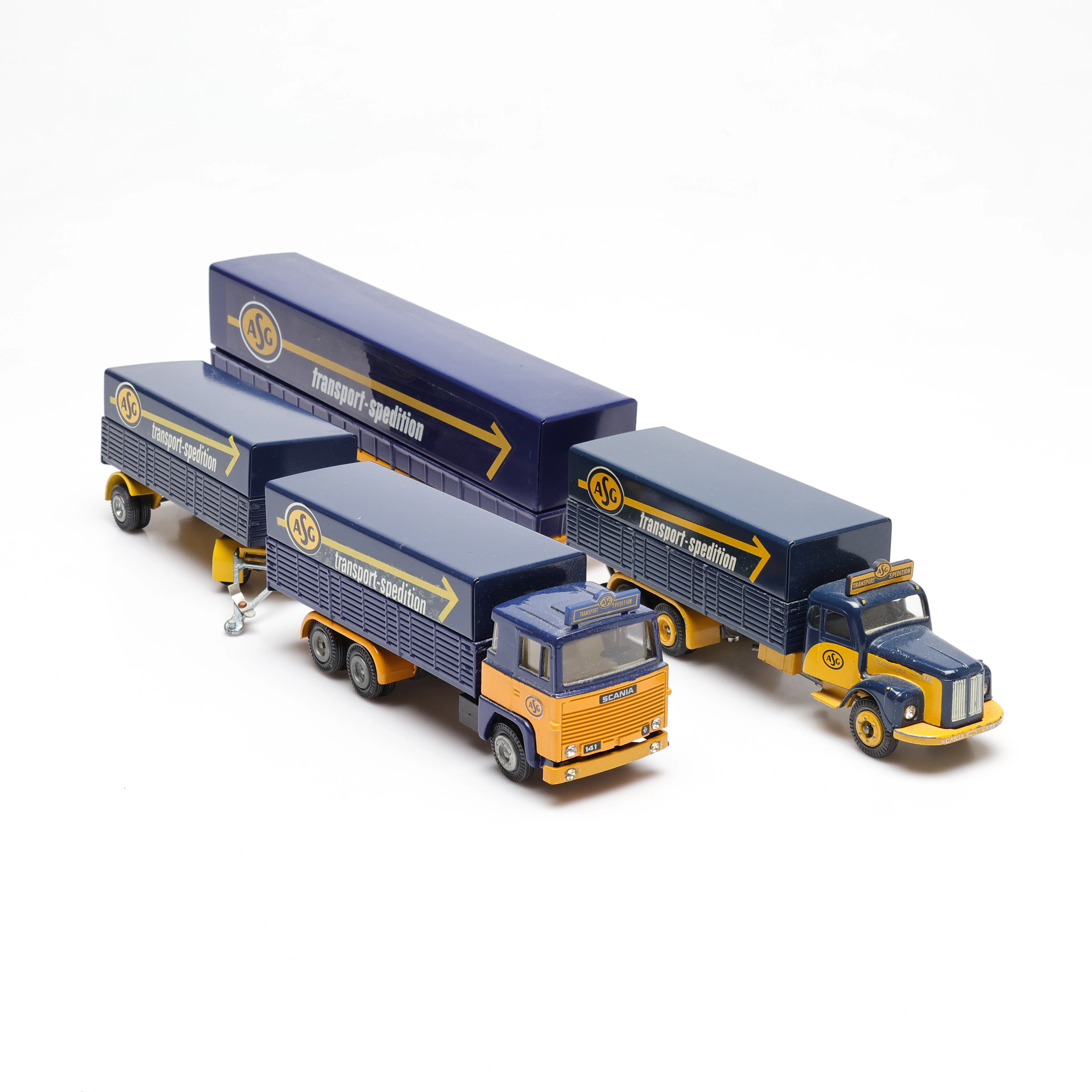 TEKNO, lastbilar med släp, 4 delar, ASG-Transport-spedition.