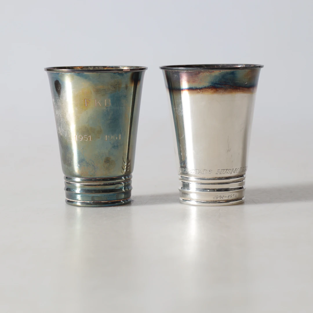 POKALER, 2 st, silver, Guldsmedsaktiebolaget, Stockholm, 1950-/60-tal.