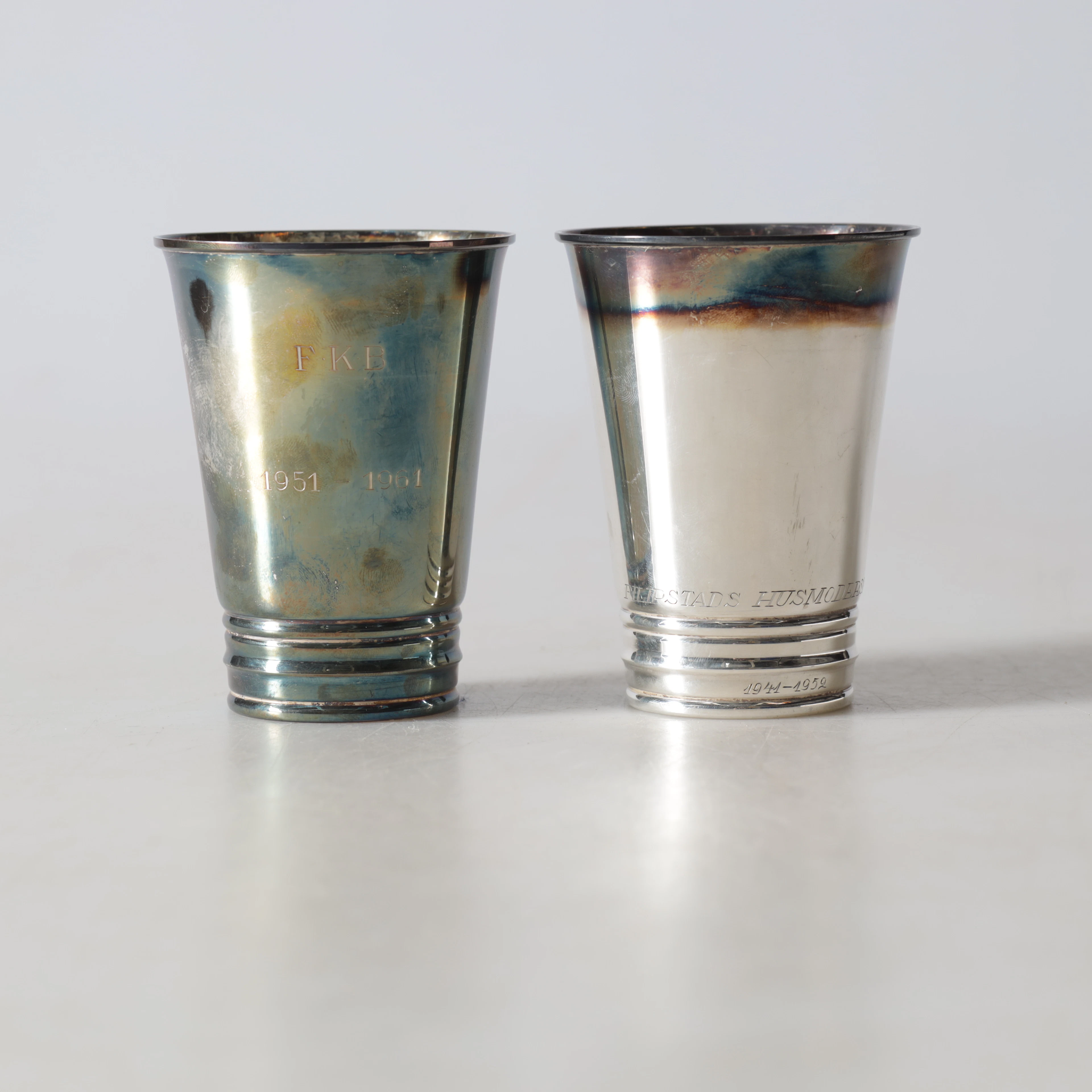 POKALER, 2 st, silver, Guldsmedsaktiebolaget, Stockholm, 1950-/60-tal.
