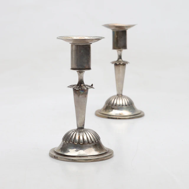 CARL PETTER LAMPA. ljusstakar, 1 par, silver, empire, Stockholm, Sverige, 1822.