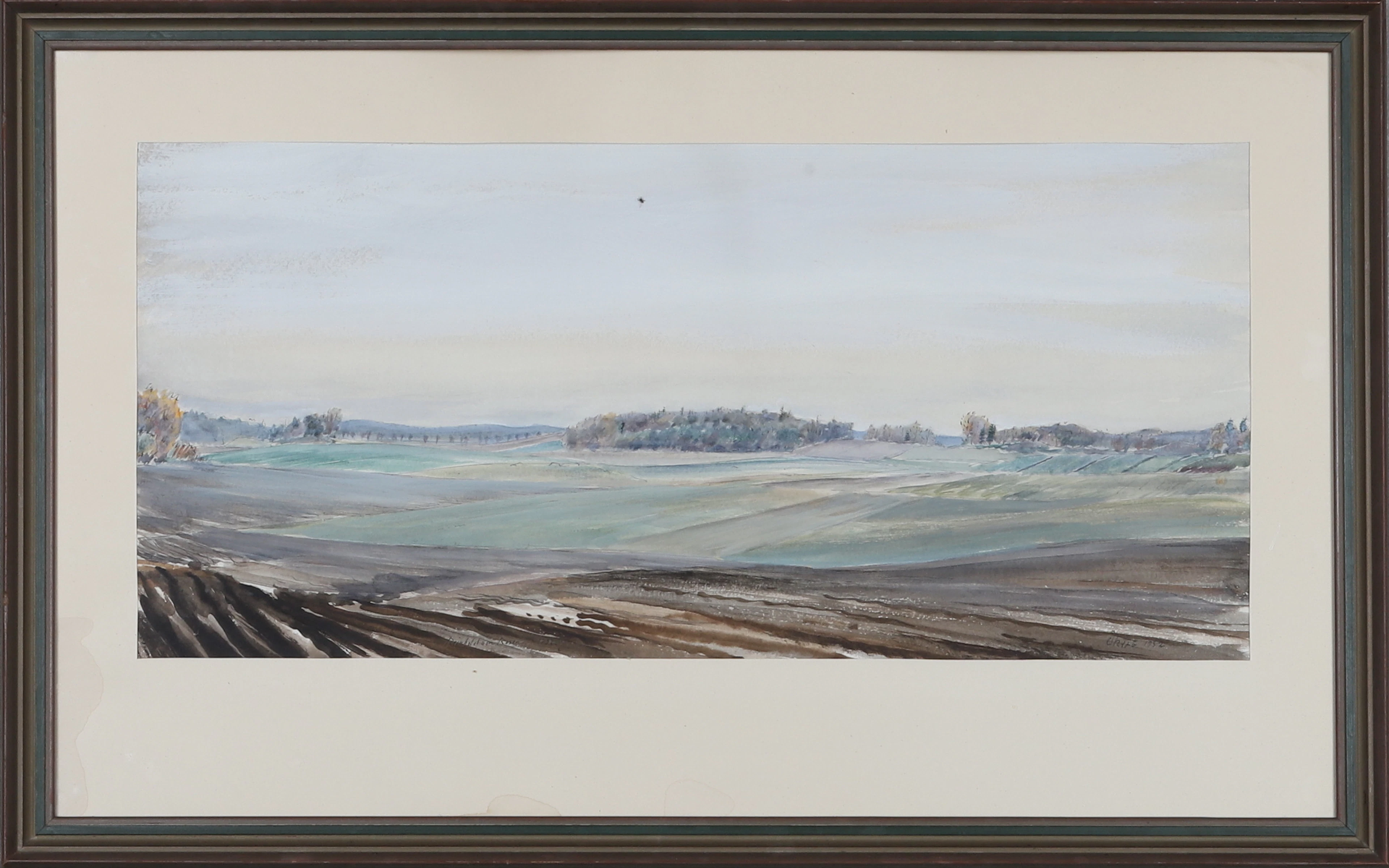OLLE HULTÉN. "Åkerö", blandteknik, osignerad och daterad 1932.
