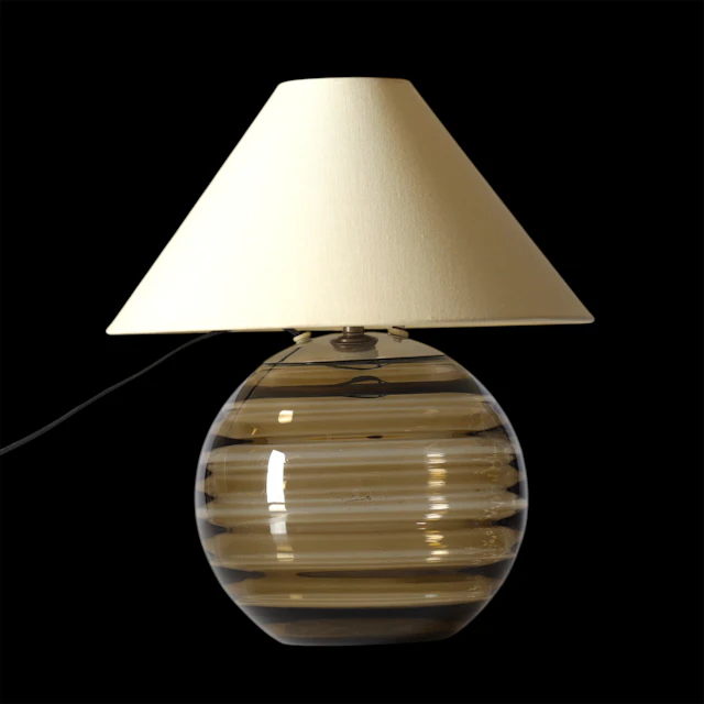 BORDSLAMPA, glas & förkromad metall, funkis, 1930-tal.