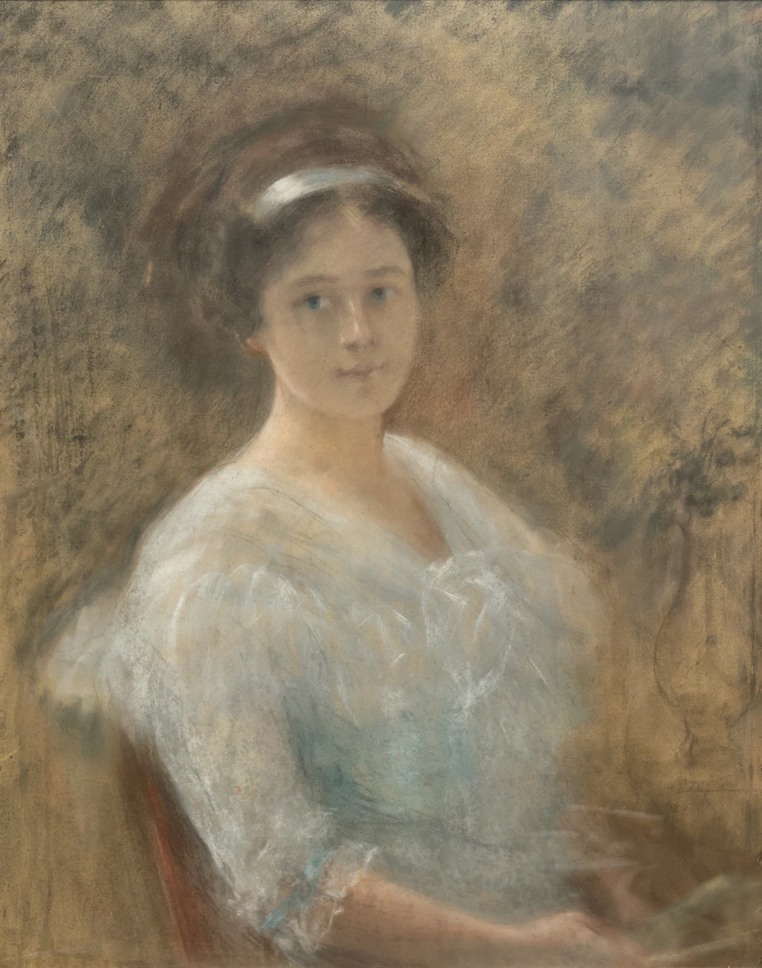 PIERRE CARRIER-BELLEUSE. pastell på papper, porträtt av en ung dam, signerad.