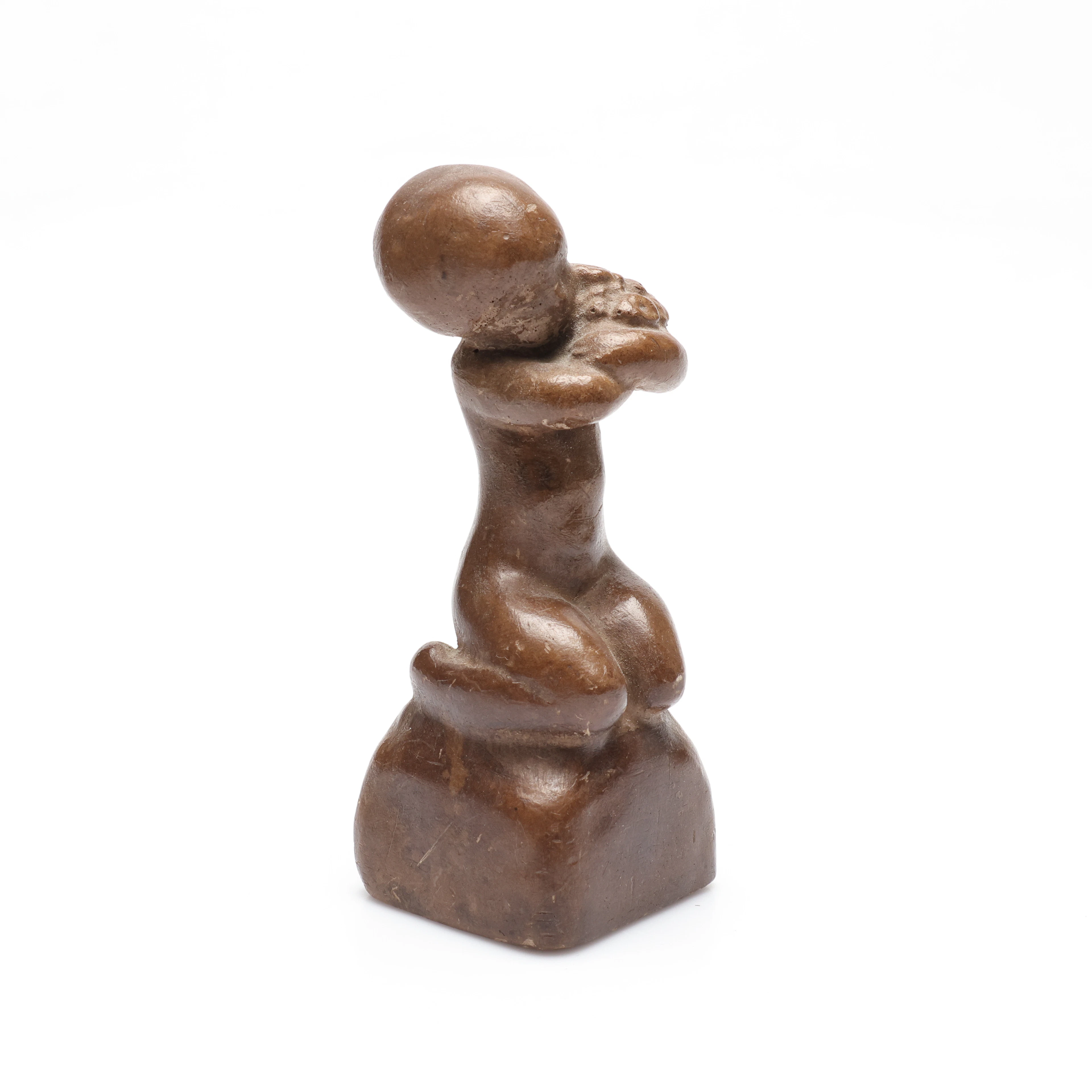 ANDERS OLSON. skulptur, bronspatinerad gips, signerad.
