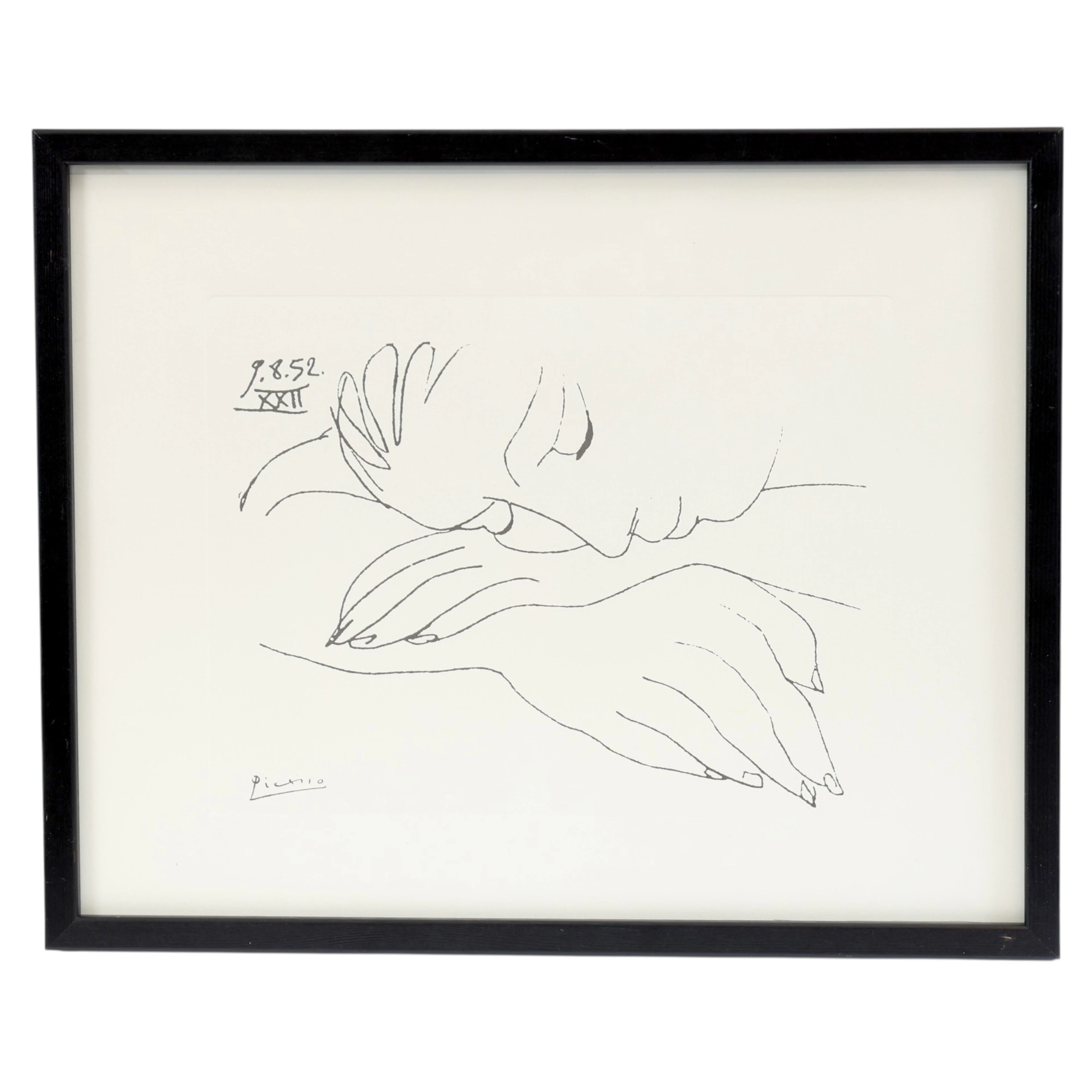 PABLO PICASSO. Vilande kvinna, grafiskt tryck, signerad i trycket.