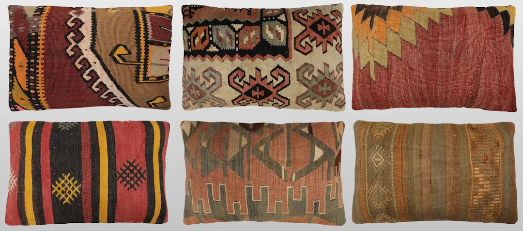 ORIENTMATTA. Parti kuddfodral 6st, anatoliska Kelim fragment, 60 x 40 cm.