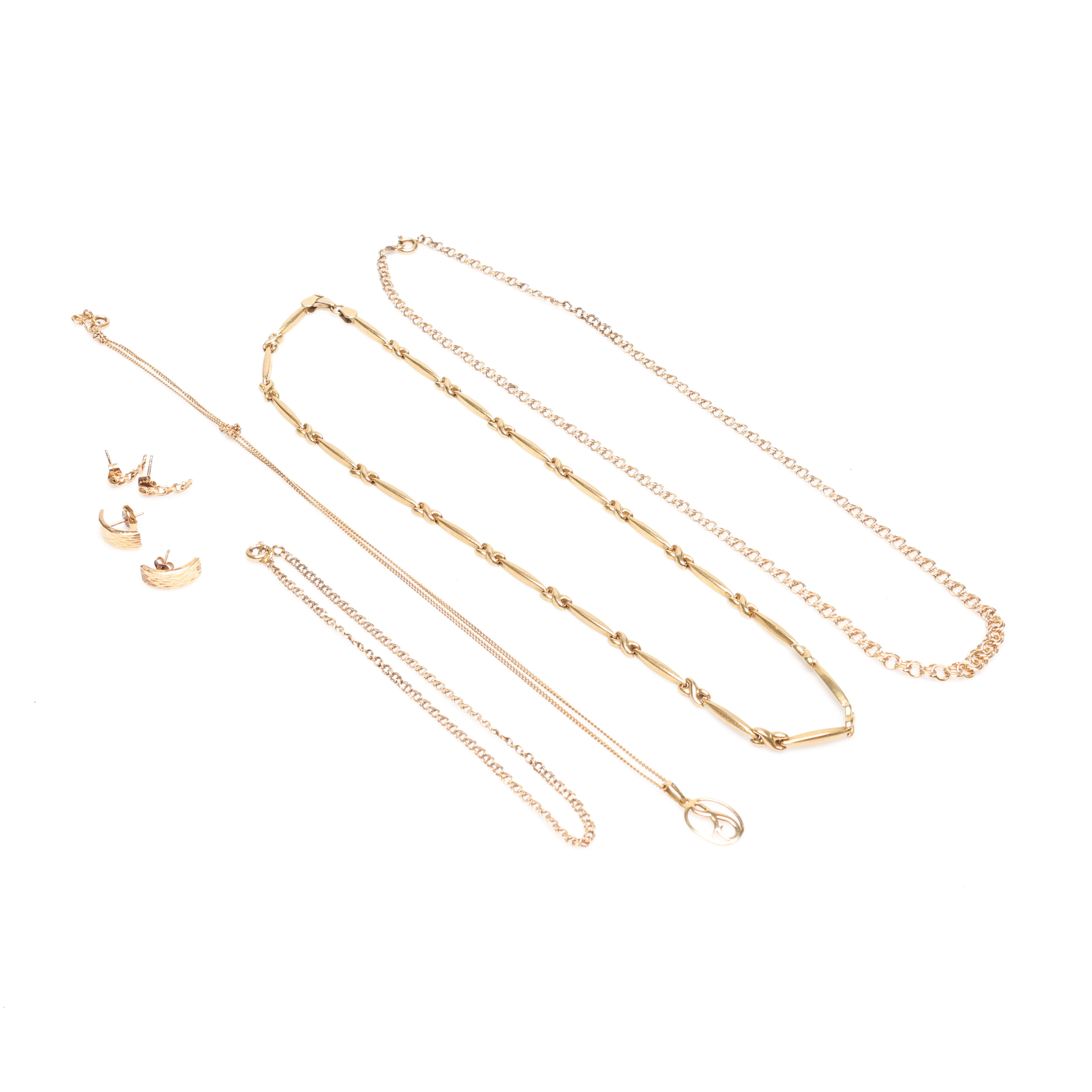 SMYCKEN, guld, 9 delar, 18k ca 24,4 gram.