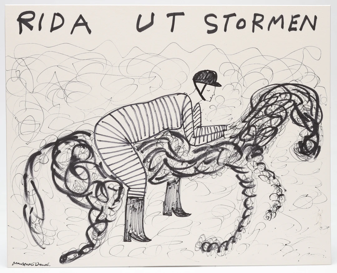 MARTIN MÖLDENER. "Rida ut stormen", tusch på passepartout, signerad.