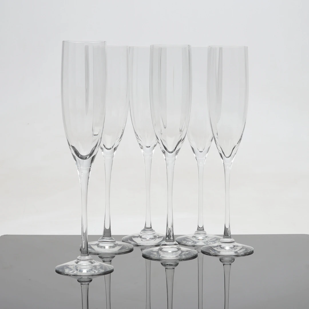 GUNNAR CYREN. Champagneglas, 6 st, "Optica", Orrefors.