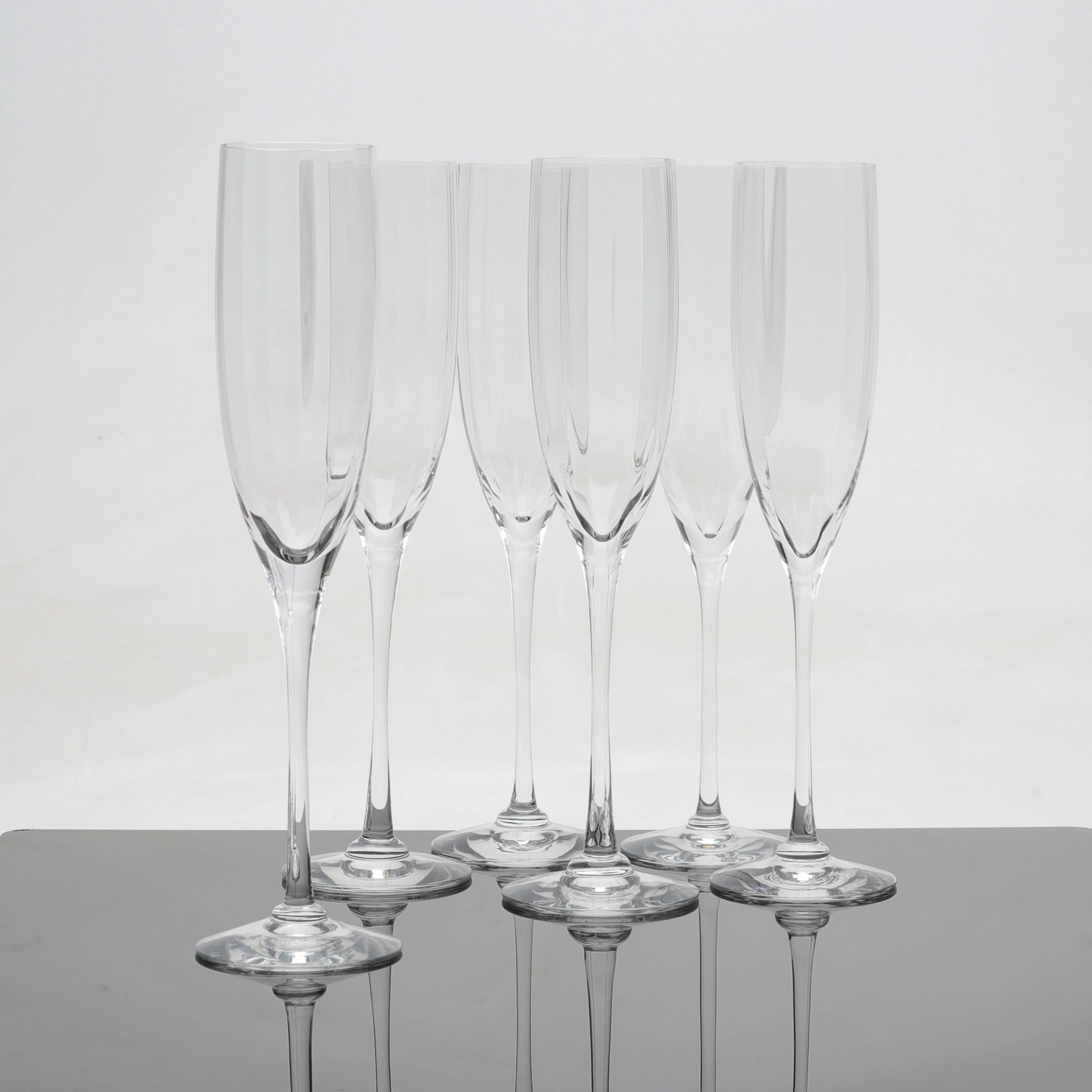 GUNNAR CYREN. Champagneglas, 6 st, "Optica", Orrefors.