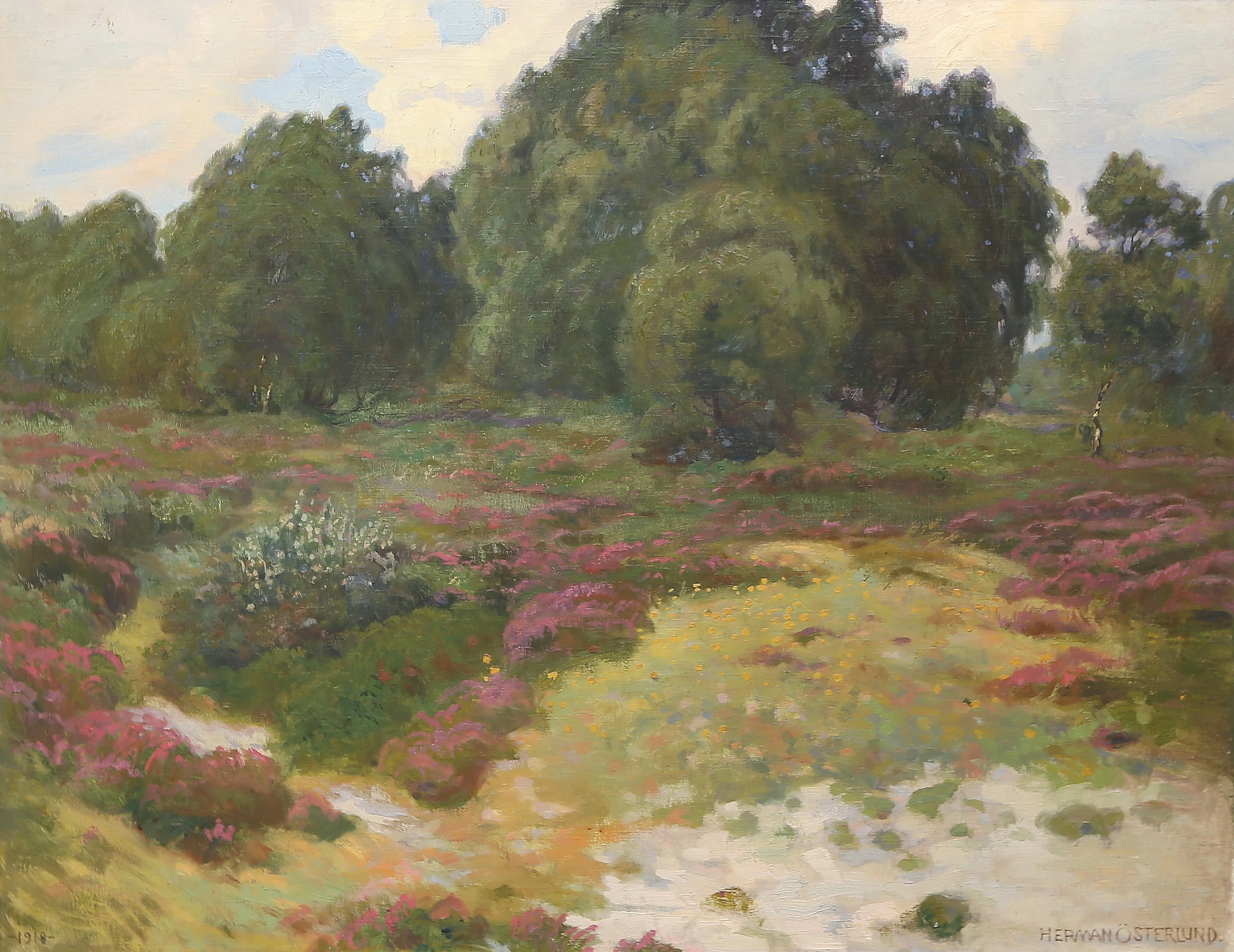 HERMAN ÖSTERLUND. olja på duk, landskap, signerad.