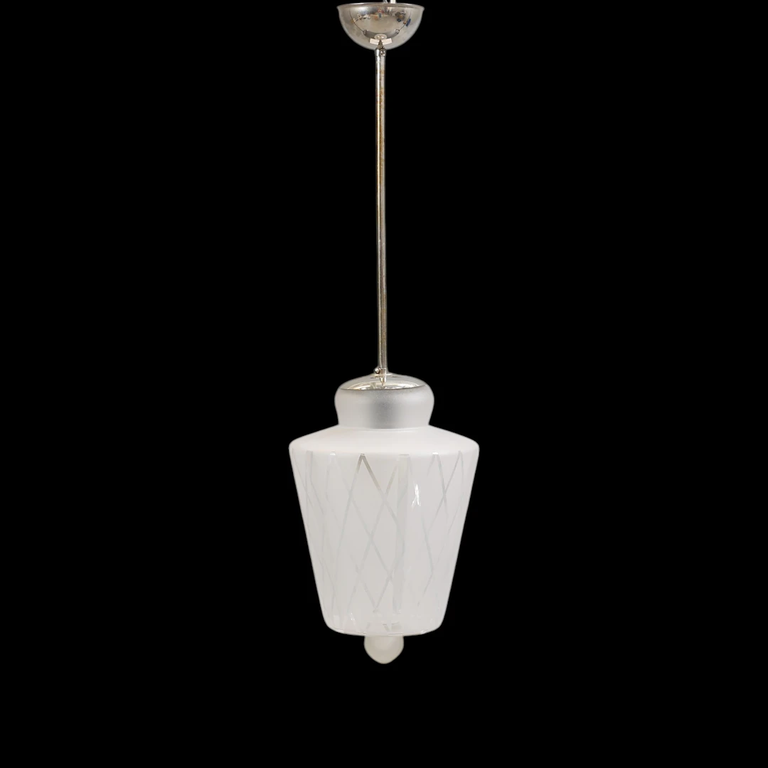 TAKLAMPA, etsat glas, Swedish Modern, 1940-tal.