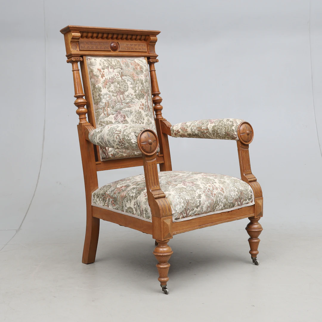 FÅTÖLJ, nyrenässans, 18-/1900-tal.