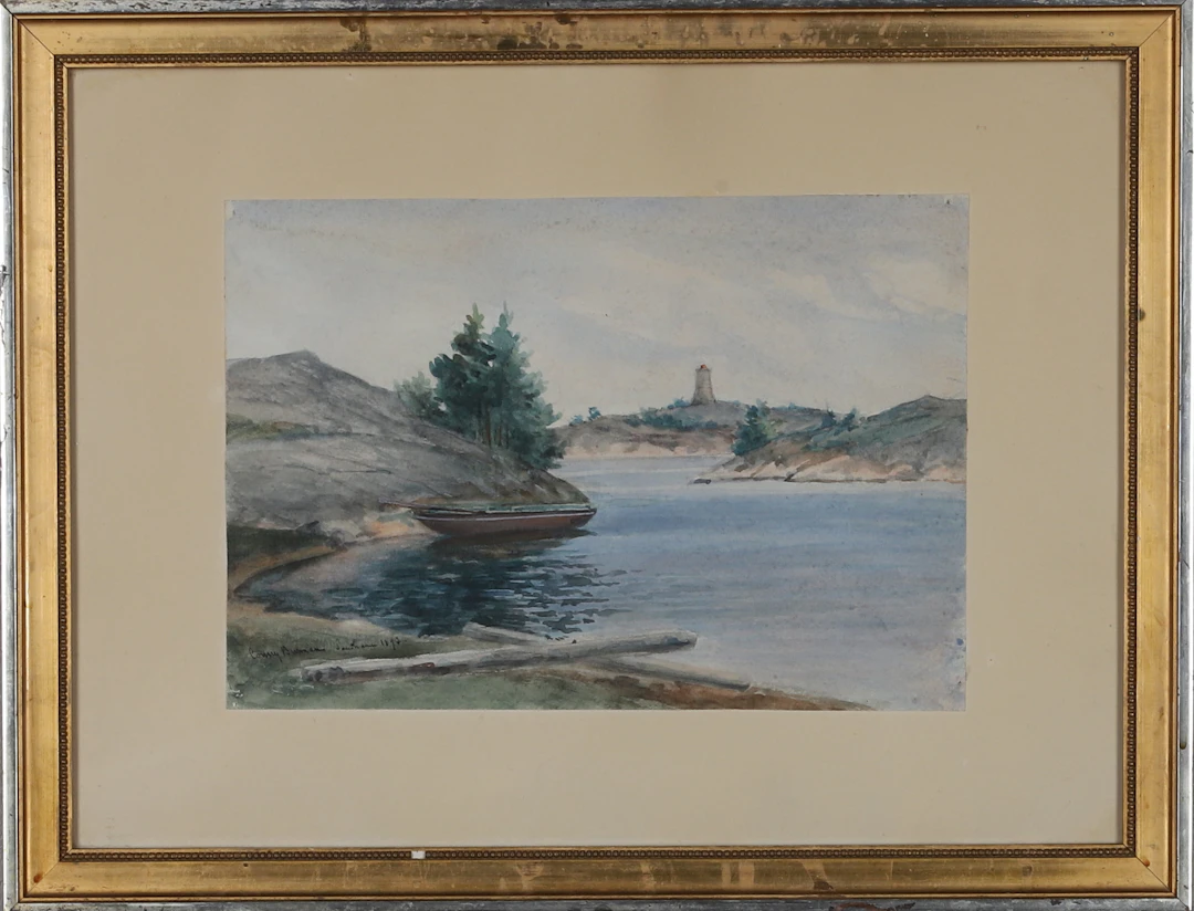 CONNY BURMAN. "Sandhamn", akvarell, signerad och daterad 1893.