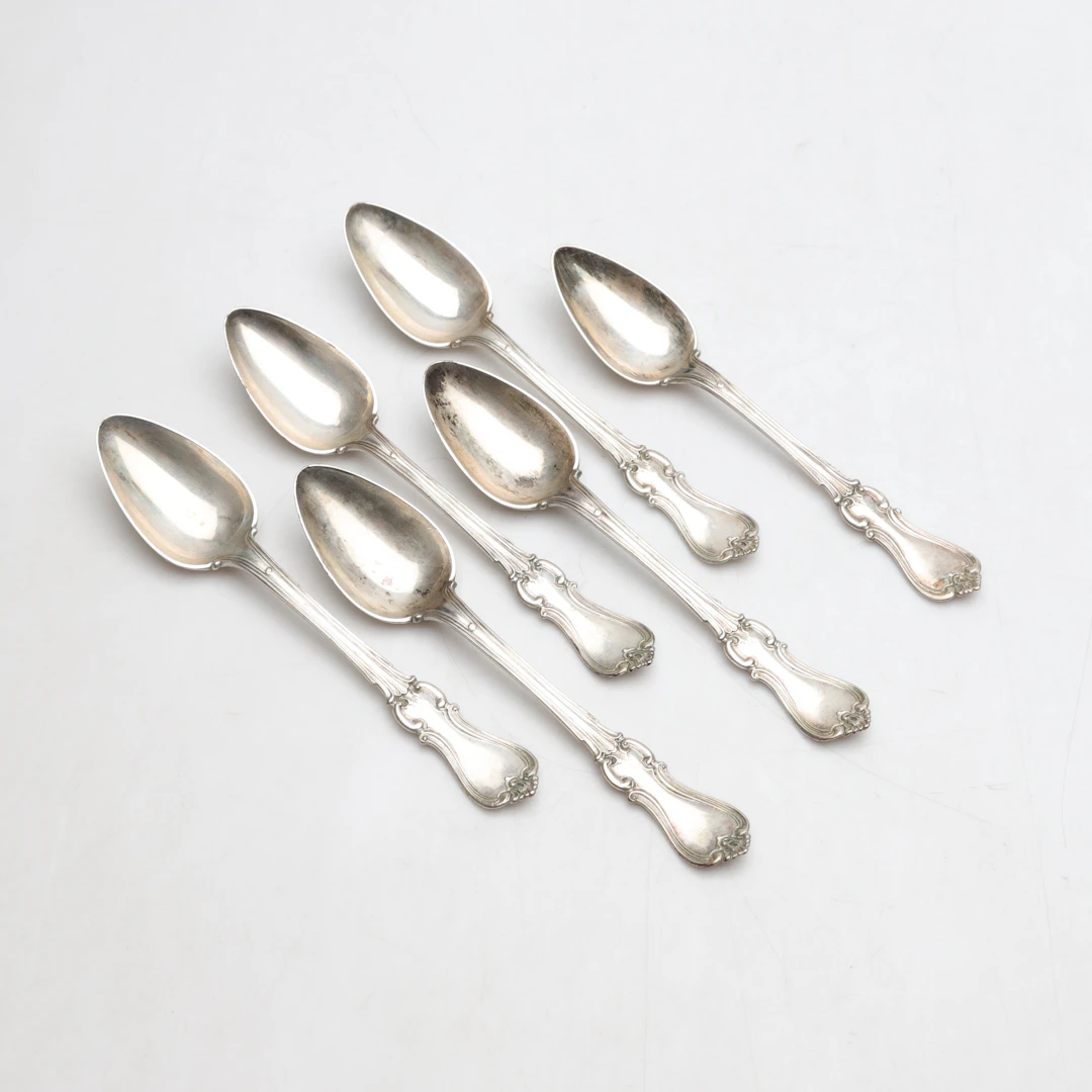 TESKEDAR, 6 st, Silver, Olof Pehr Hallberg, Norrköping, 1857, totalvikt