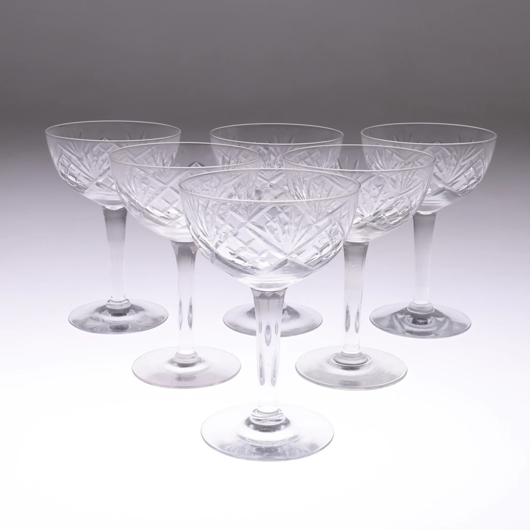CHAMPAGNEKUPOR, 6st, glas, helgaslipning.