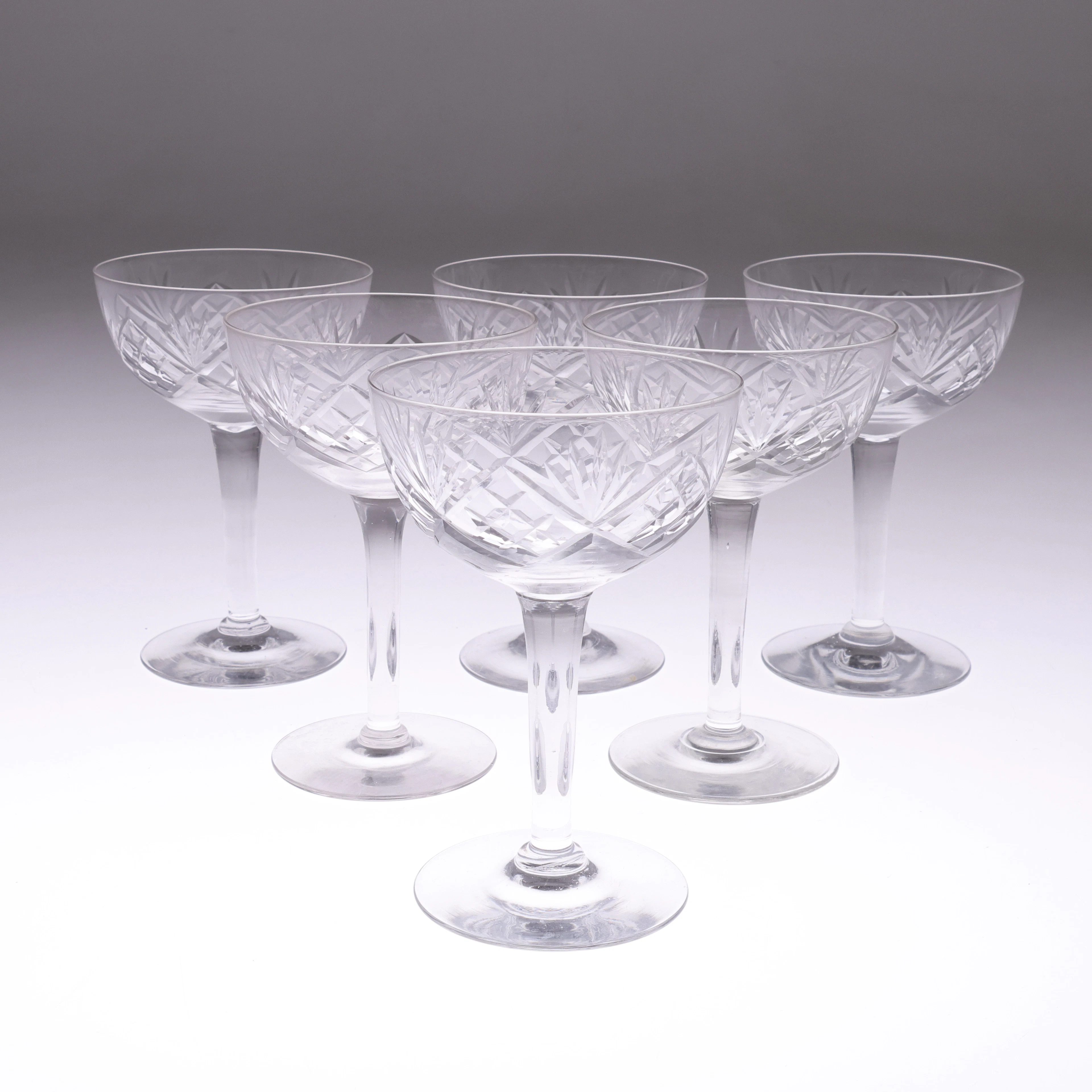 CHAMPAGNEKUPOR, 6st, glas, helgaslipning.