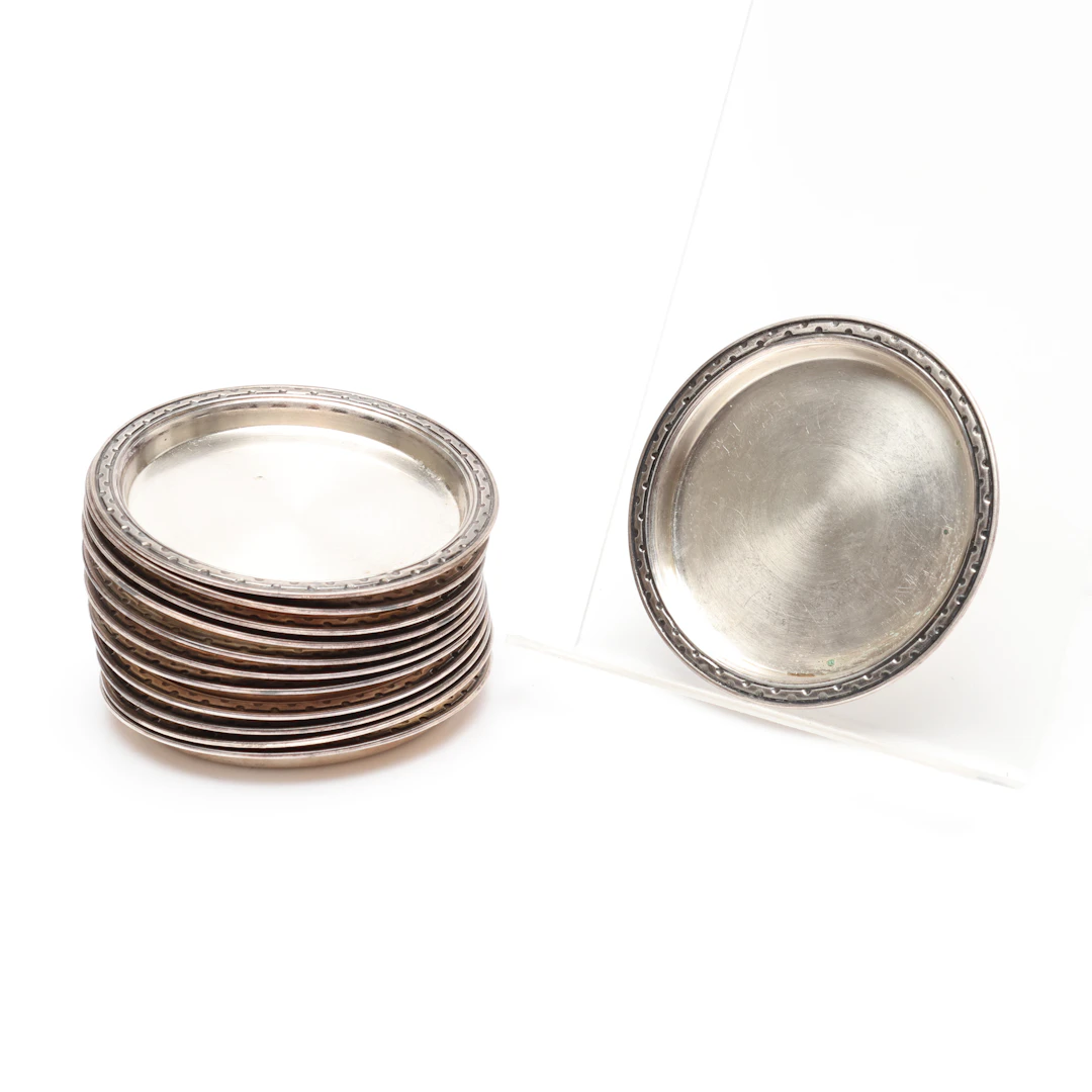 COASTERS, 12st, nysilver, GAB, 1900-tal.