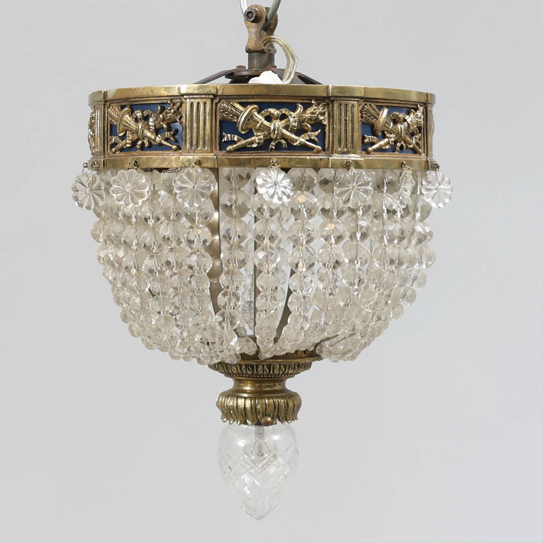 TAKKRONA med prismor, metall och glas, empirestil, 1900-tal.