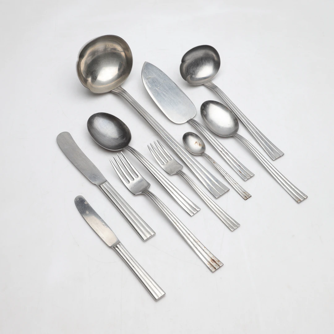 FOLKER ARSTRÖM. bestick, 78 delar, rostfritt stål, "Thebe", Gense, Sverige.
