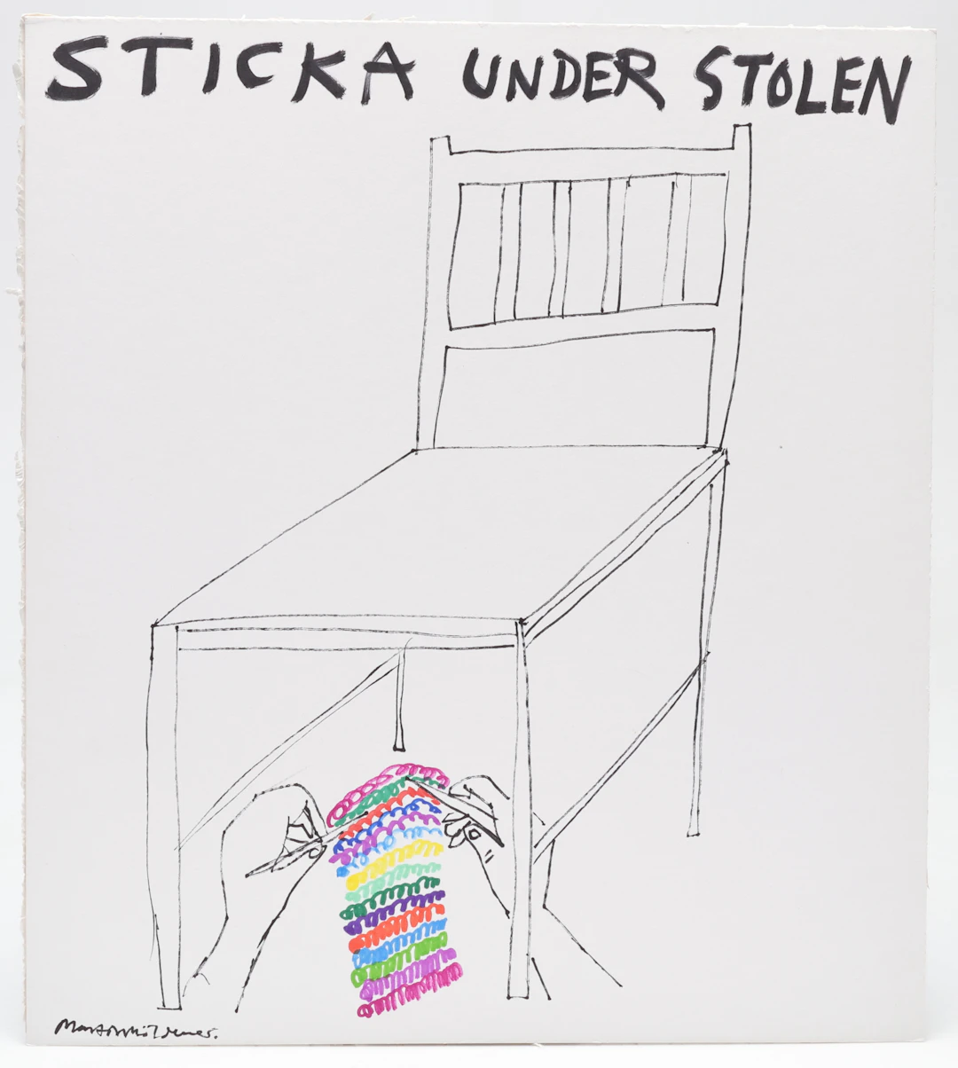 MARTIN MÖLDENER. "Sticka under stol", tusch på passepartout, signerad.