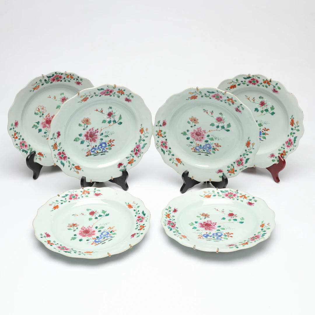 TALLRIKAR, 6 stycken, famille rose, Kina, 1700/1800-tal.