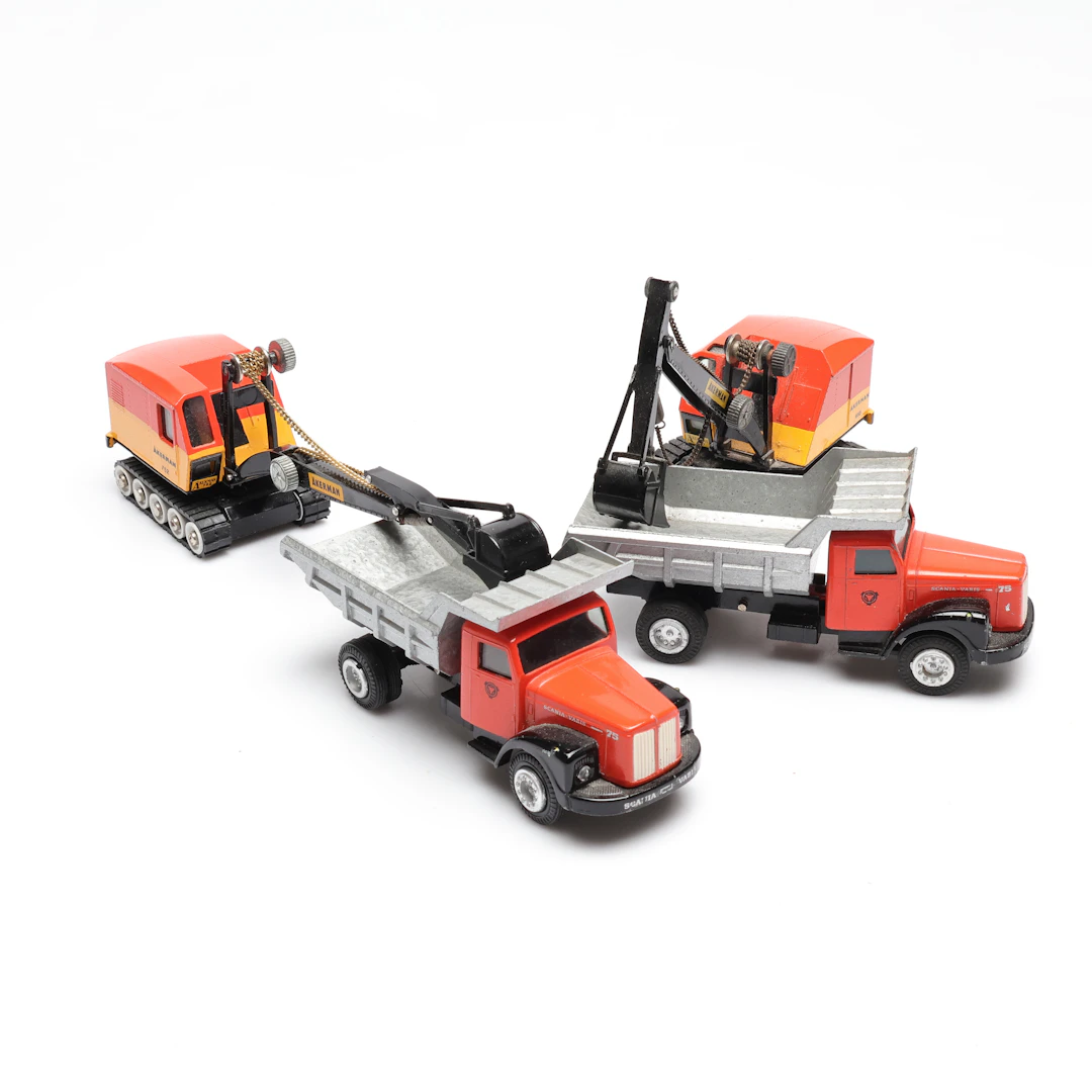 LEKSAKSBILAR, 4 st, Tekno, Scania Vabis samt Åkerman.