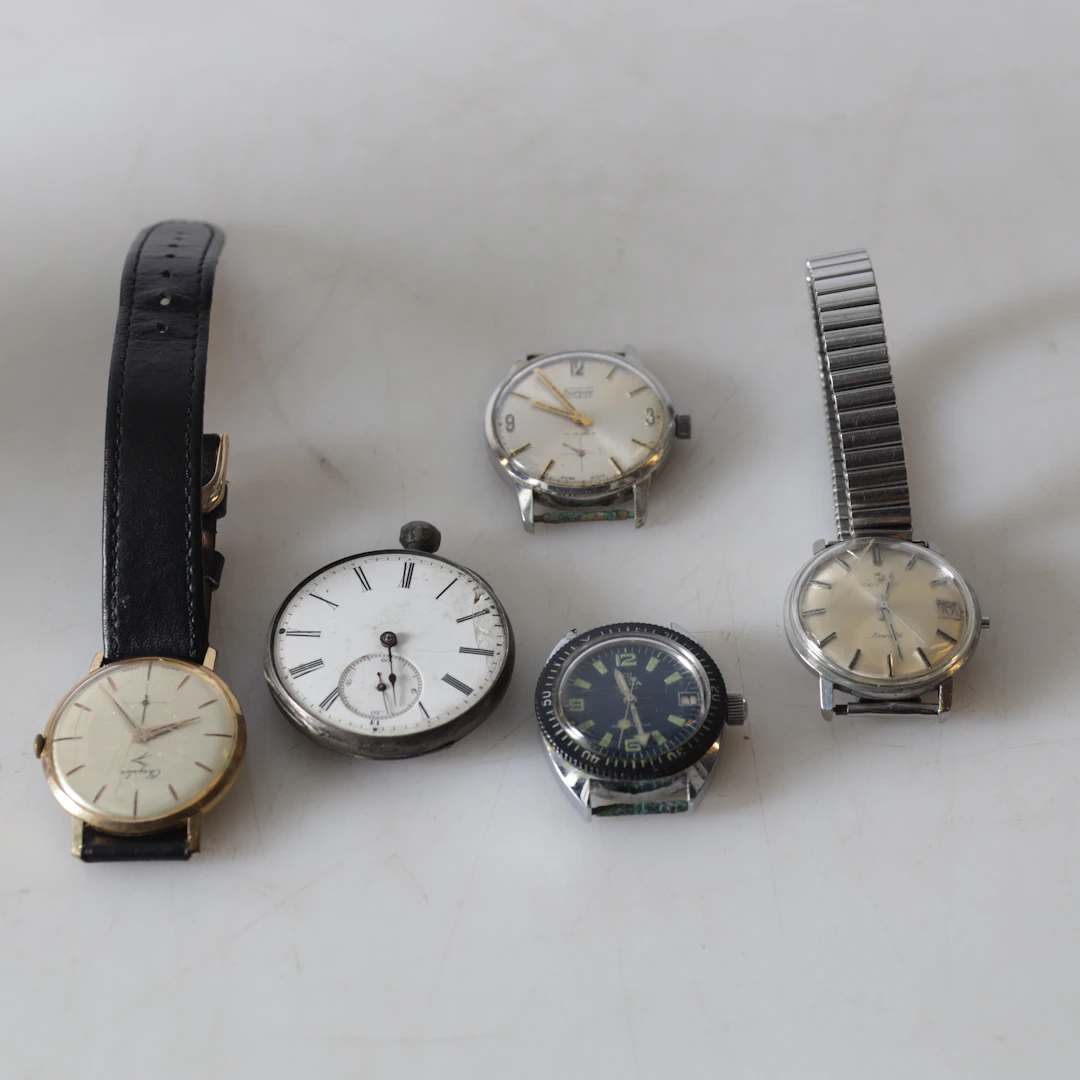ARMBANDSUR, samt fickur, 5 delar, delvis Certina, 1900-tal.