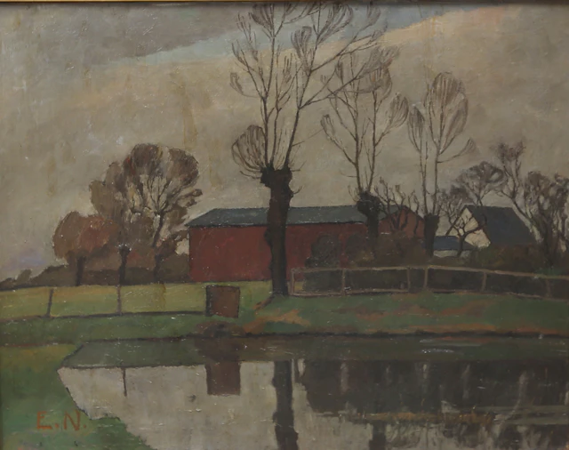 ERNST NORLIND. olja på duk, landskap, signerad E.N.