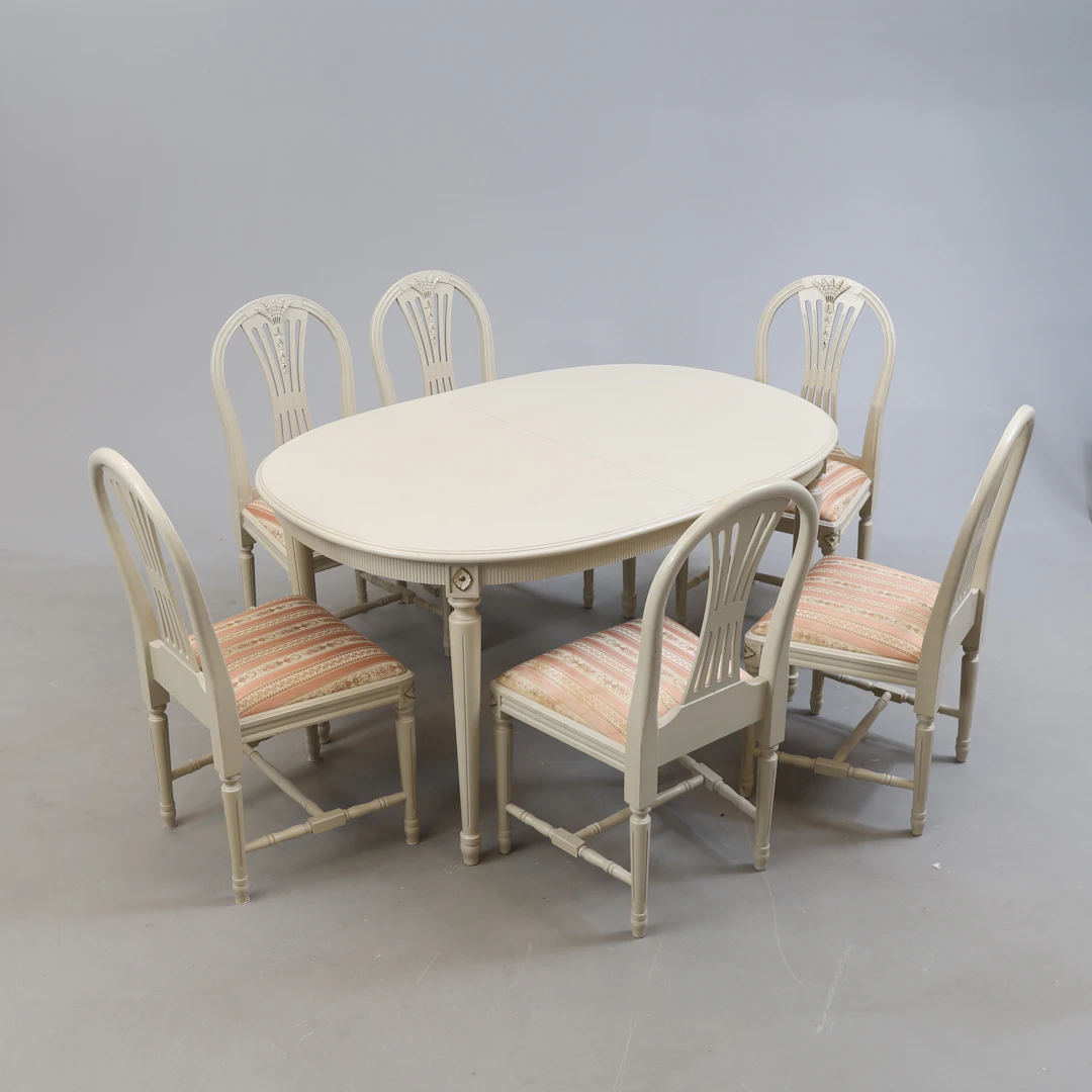 MATSALSMÖBEL, 11 delar, "Axet", gustaviansk stil, 1900-tal.