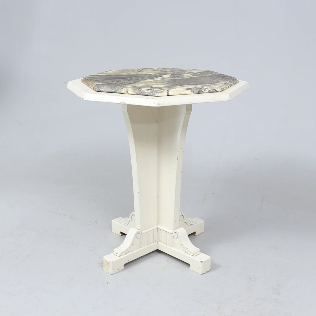 BORD, åttkantig/oktagon med skiva i imitation marmor, 1920/30 tal.