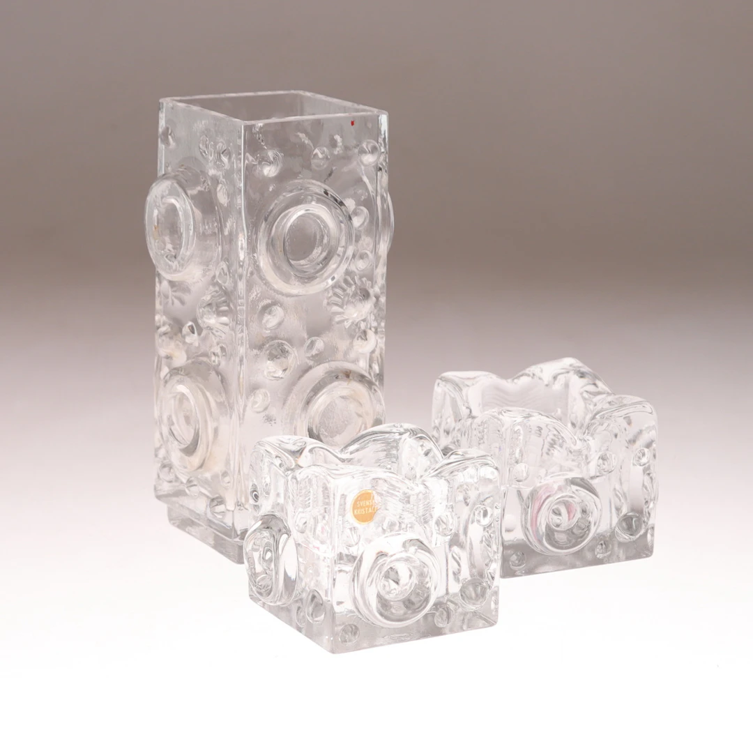JOSEF SCHOTT. Vas och ljuslyktor, glas, Smålandshyttan, 1900-talets
