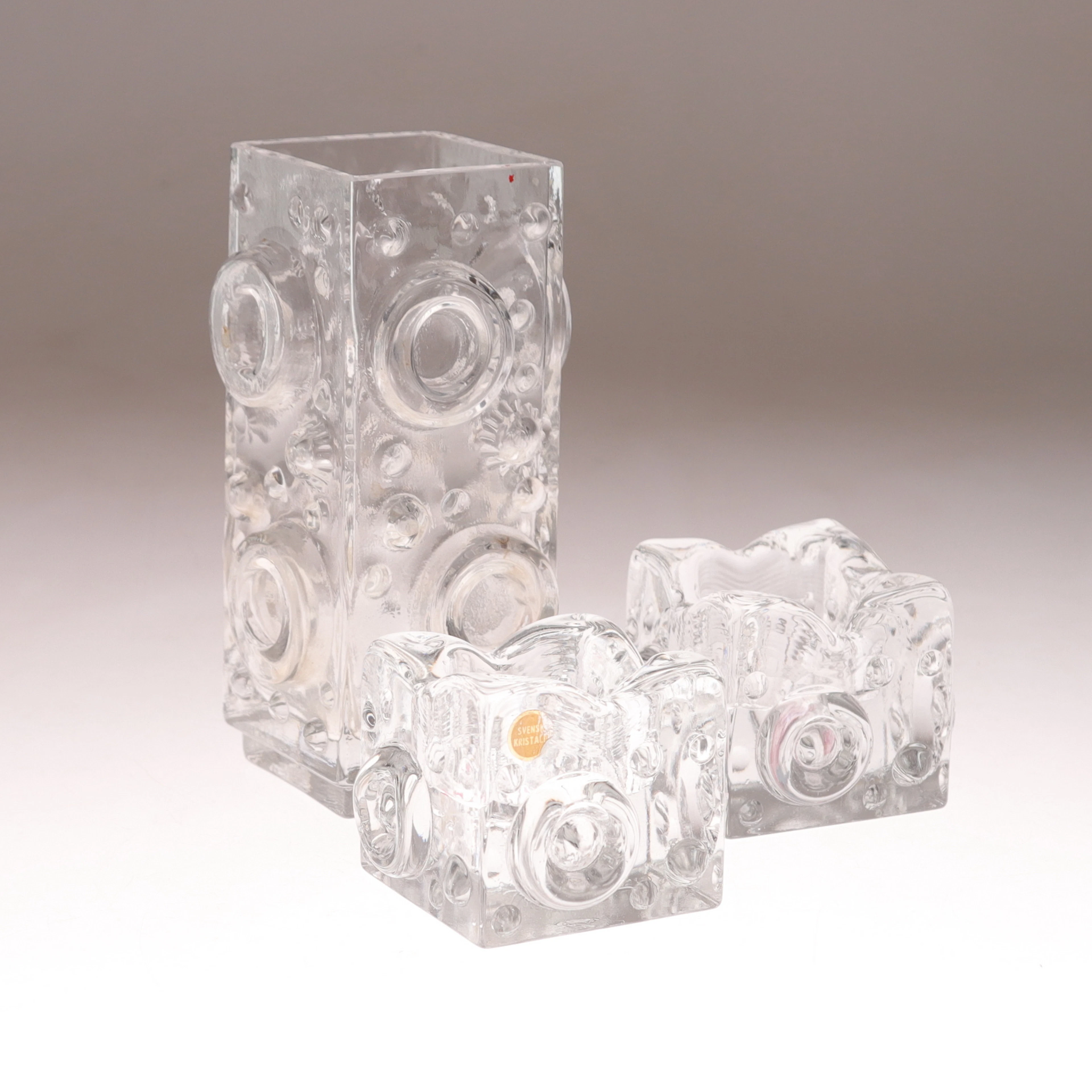 JOSEF SCHOTT. Vas och ljuslyktor, glas, Smålandshyttan, 1900-talets