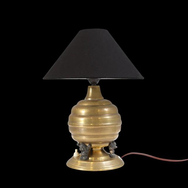 BORDSLAMPA, mässing, funkis, 1930/40-tal.