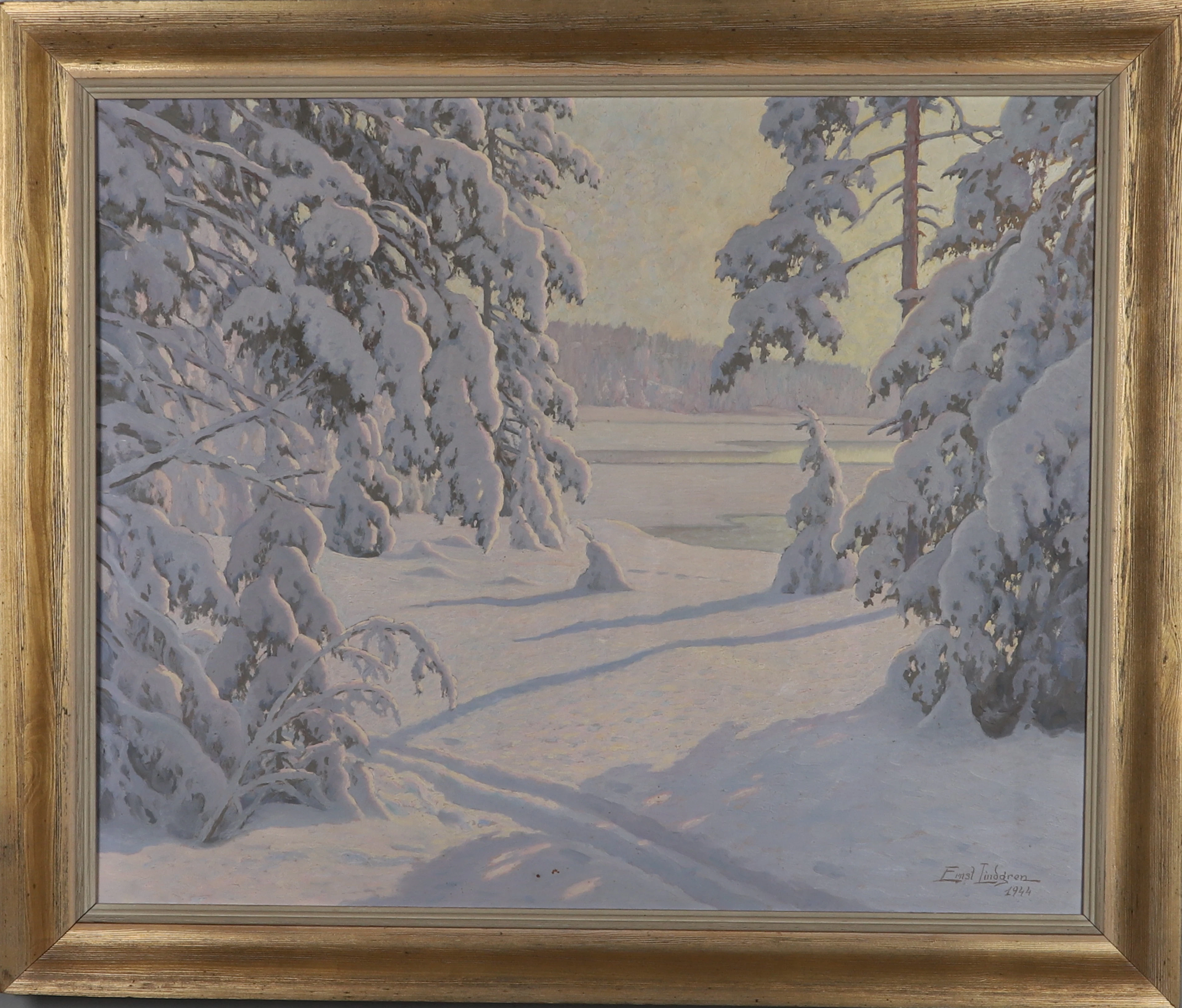 ERNST LINDGREN. olja på pannå, signerad och daterad 1944.