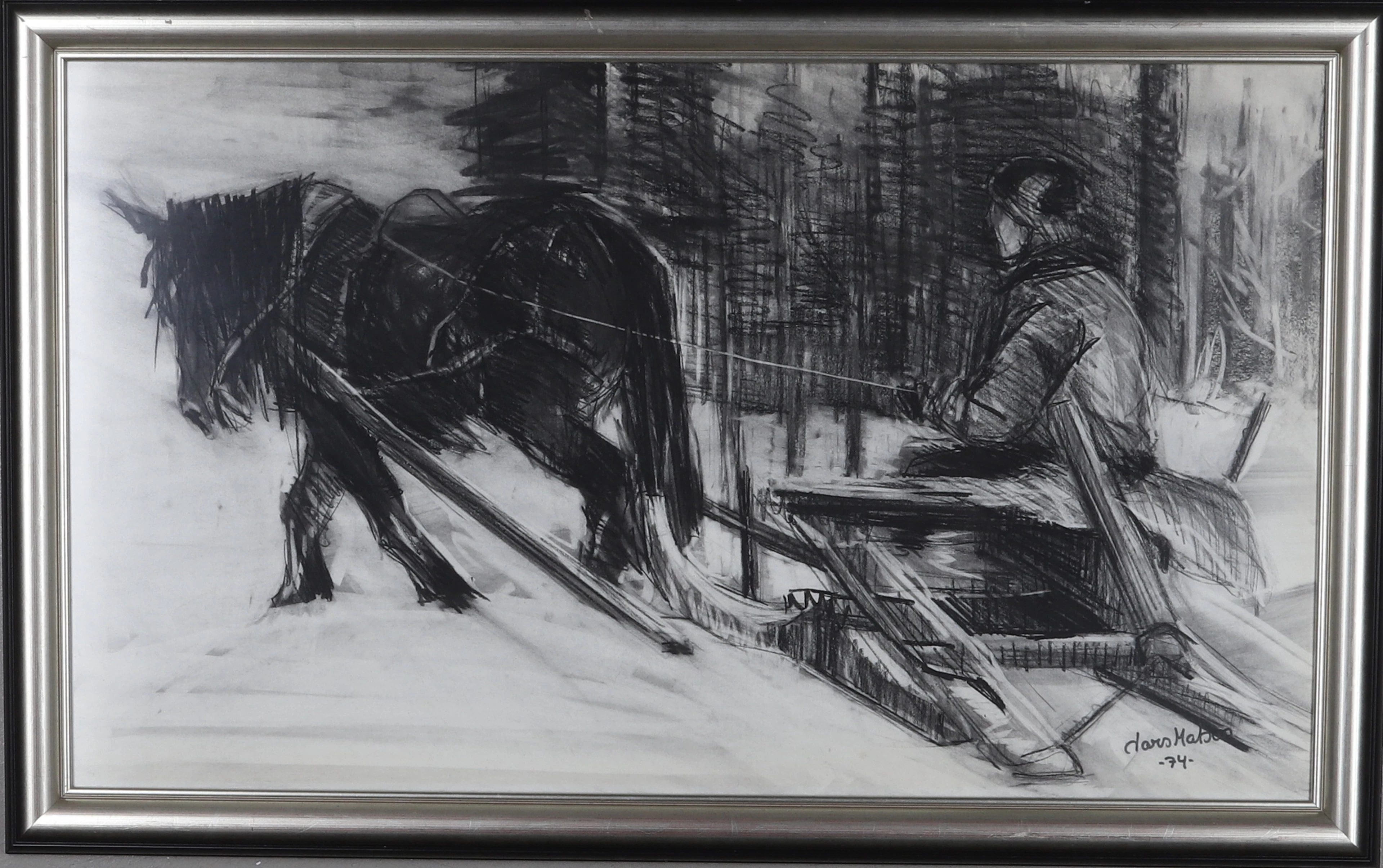 LARS MATSON. kolteckning, signerad.
