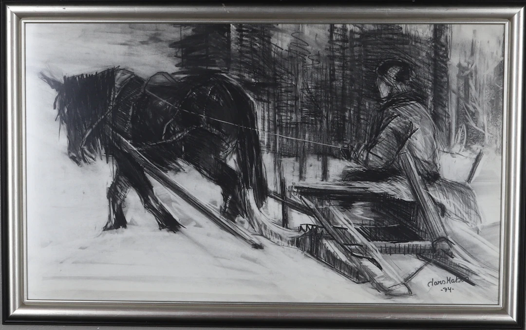 LARS MATSON. kolteckning, signerad.